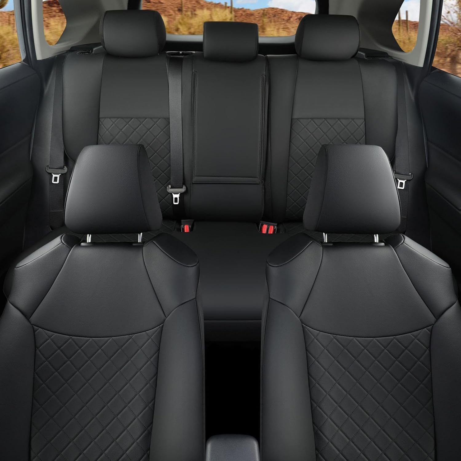 GIANT PANDA Custom Fit Rear Bench Back Seat Cover for Toyota Corolla 2020 2021 2022 2023 2024 Hybrid (LE,SE,XLE), Luxury Seat Covers for car, Faux Leather Polyester Fiber Interior Cover in Black