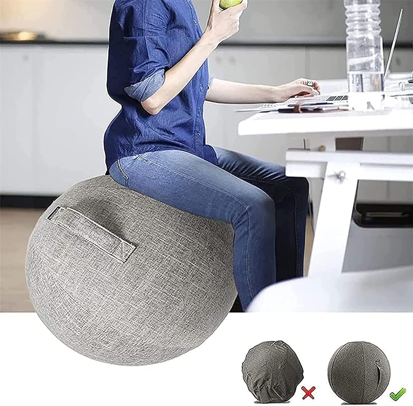Yoga-Ball-Abdeckung – Gymnastikball-Abdeckung für Erwachsene, Fitness, Pilates, Sitzball, Stuhlbezug für Büro, Schwangerschaft und Arbeit