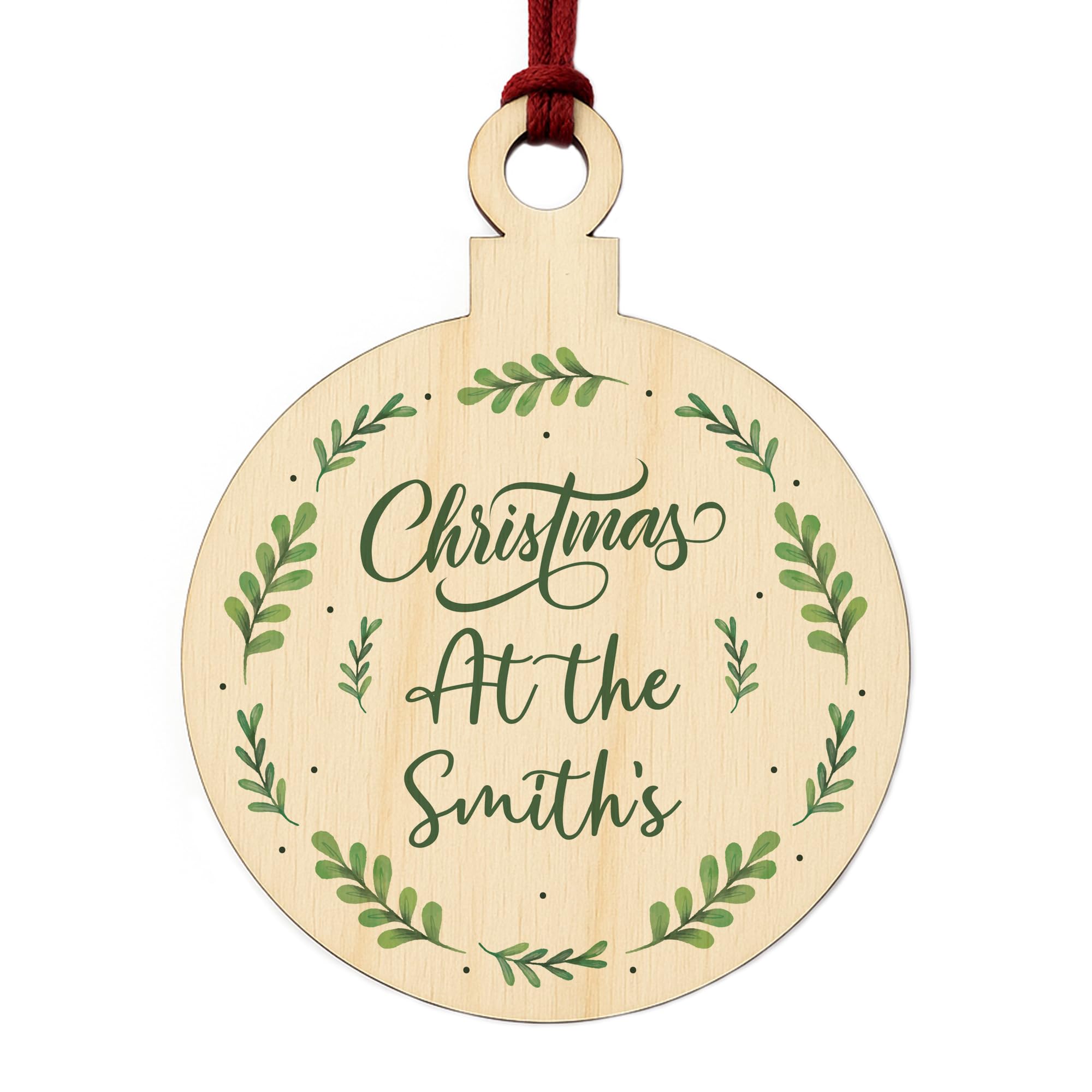 Christmas At The ANY NAME PERSONALISED Wood Bauble Tree Decor