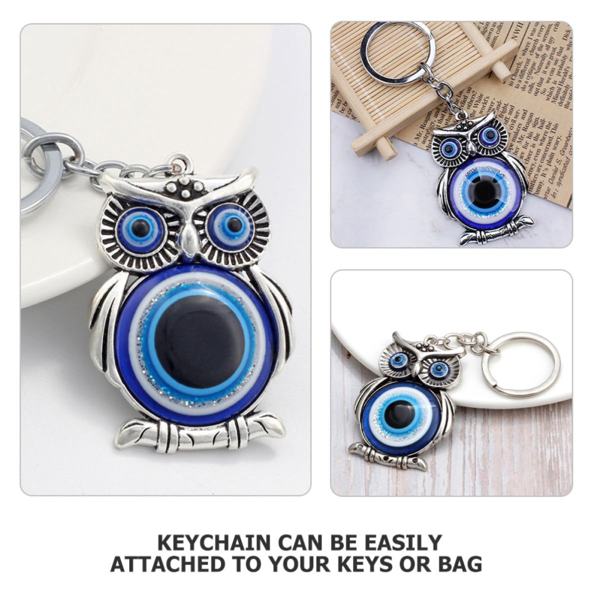 TOPBATHY 15 Pezzi Portachiavi Gufo Blu in Lega di Zinco per Chiavi e Borsa | Decorazione Gufo Piccola, Leggera e Robusta, Pendente Portatile per Donne, Stile Elegante