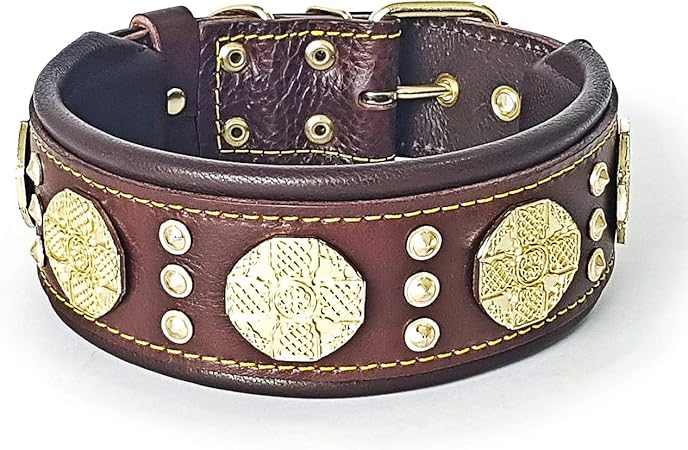 Bestia Maximus Echtleder Hundehalsband für große Hunde