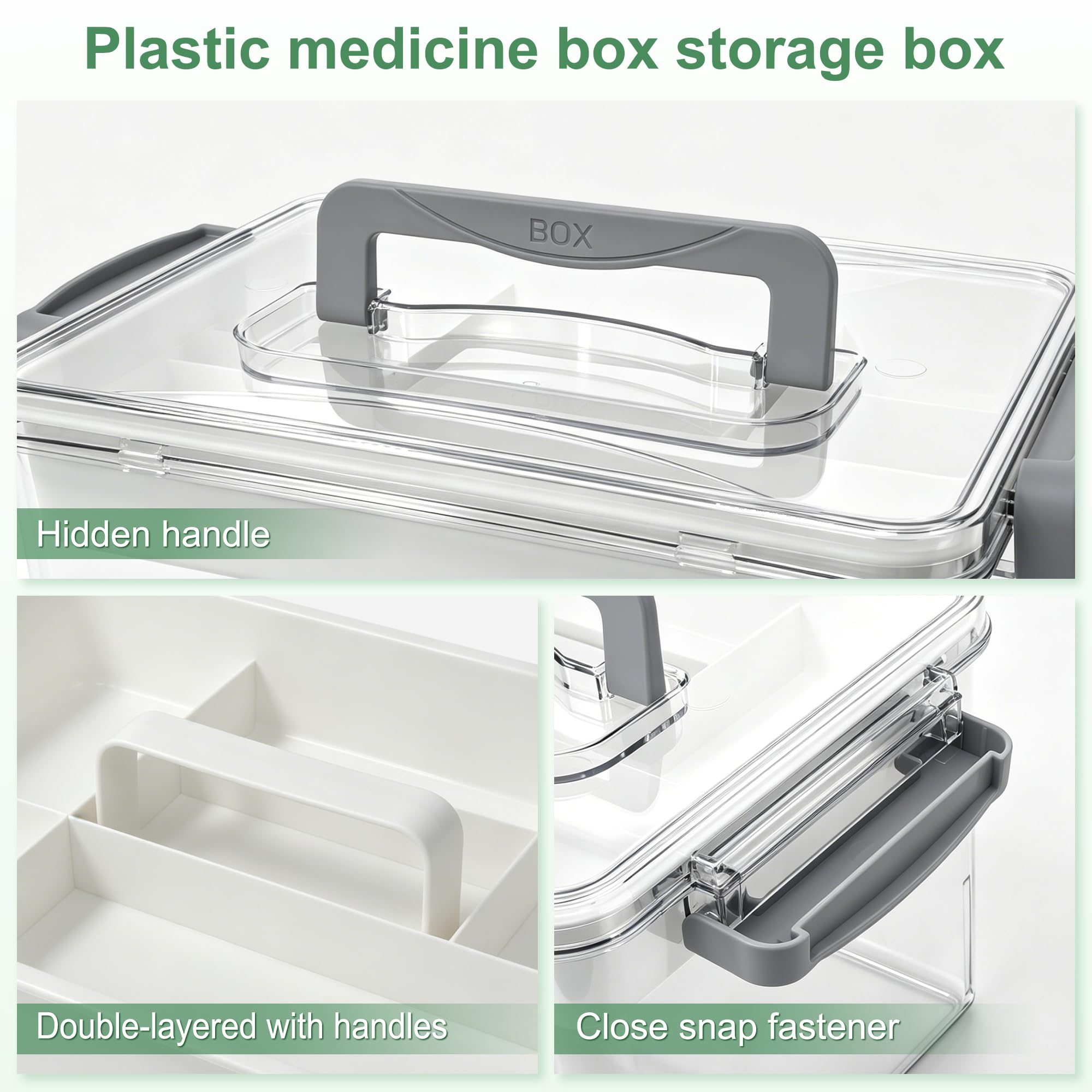 LYLIDIA Medikamentenbox Leer Medikamenten Aufbewahrung Box, 2 Ebenen groß Medizinbox, Hausapotheke Arzneimittel Medicine Organizer Box Medikamentenkoffer für Haushalt & Reisen 28 * 18 * 15 cm
