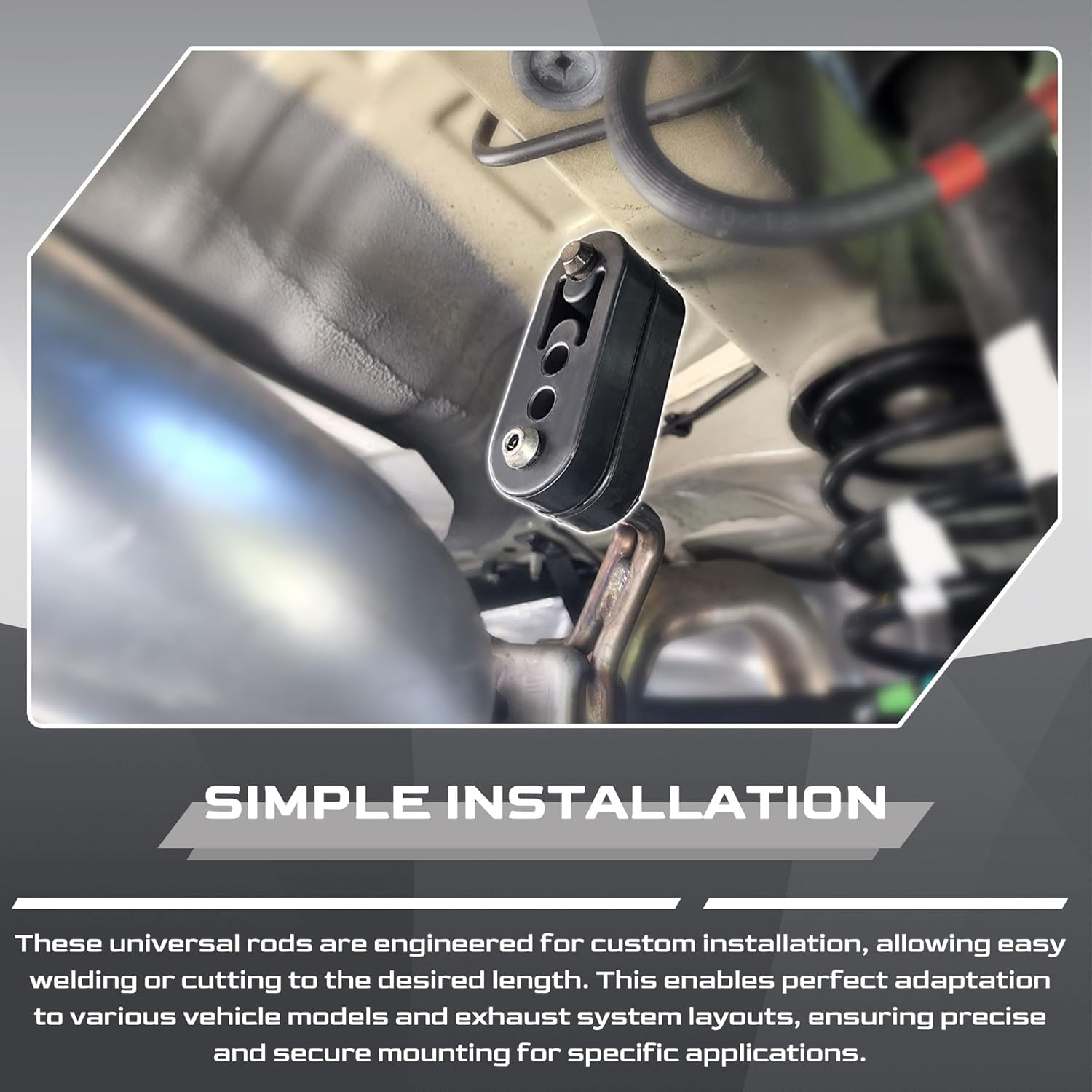 16PCS Rubber Exhaust Hanger Rod Set, Heavy Duty Zinc Coated Hanger Rods 10" Straight & 7.6" 90° Angle Multi-Hole Rubber Insulators for Automotive Muffler Replacement