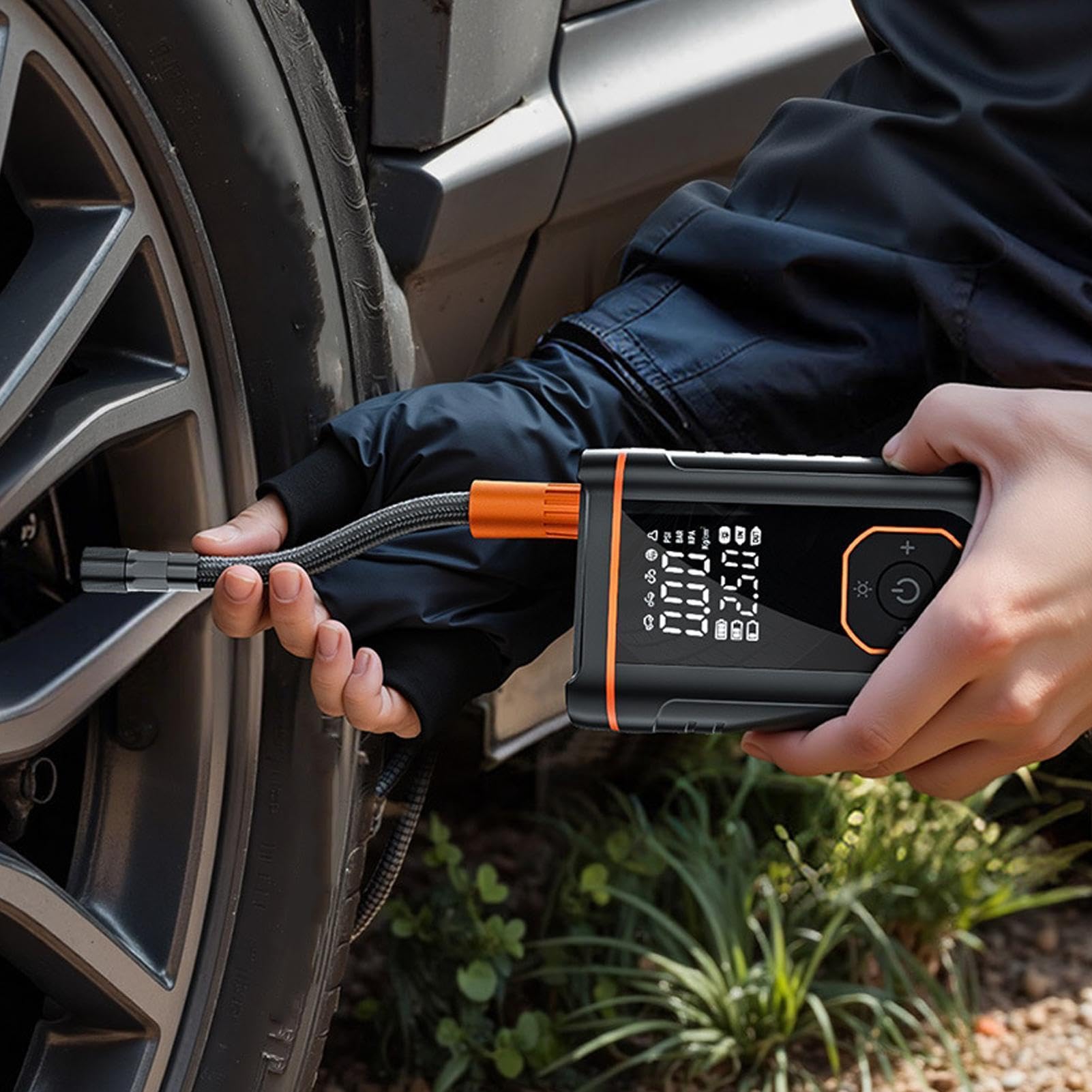 Gonfiapenne Portatile per Pneumatici Per Motociclette Con Batteria Ad Alta | Gonfiapneumatici Per Veicoli A Motore per Pneumatici di Moto Bici Palloni