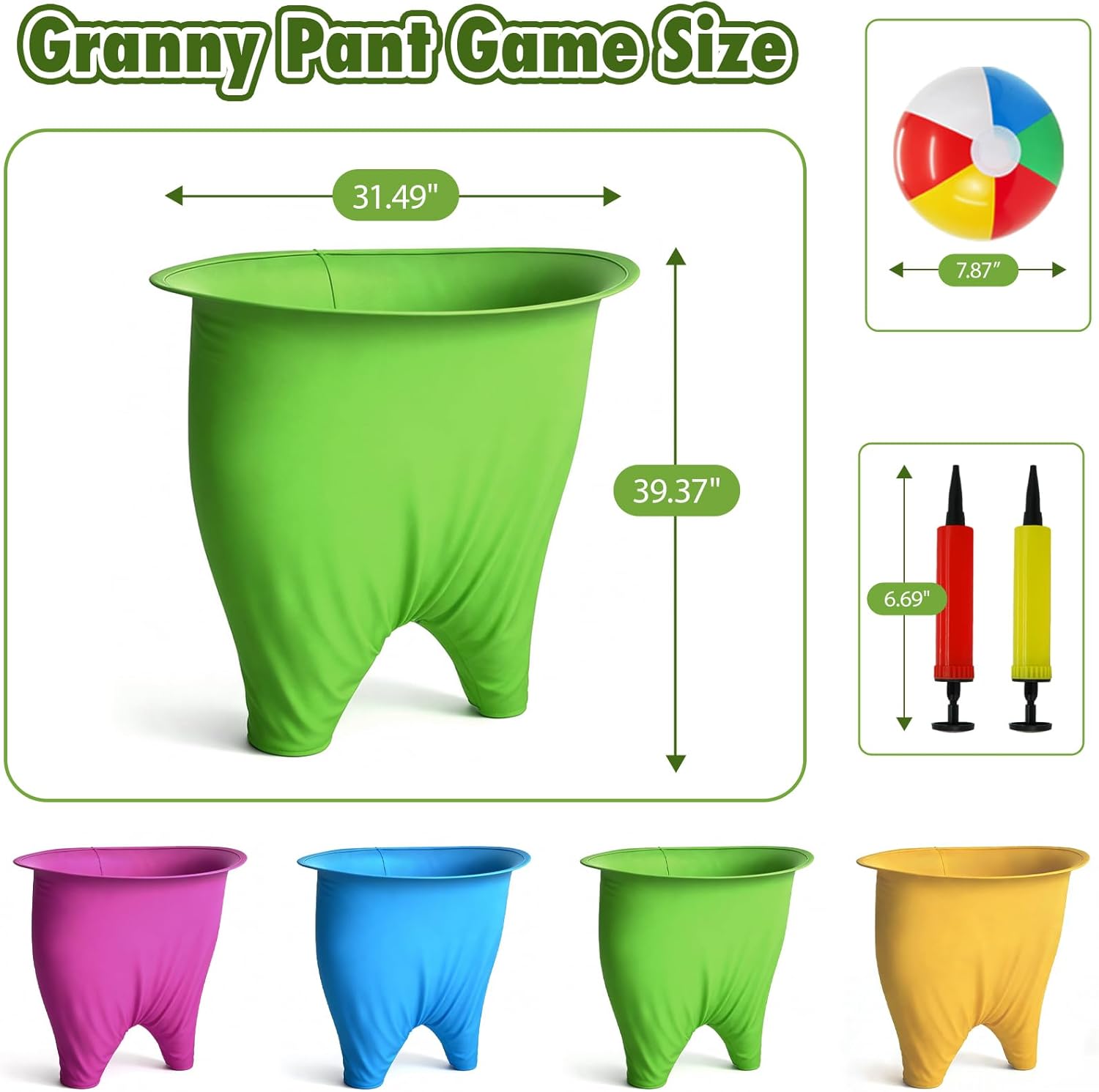 Granny Pants Yard Game, Granny Pants Outdoor Game with 4PCS Granny Pants, 20 Bouncy Balls & 2 Pump, Granny Pants Game for Family Reunions, BBQ Parties, Field Day Fun & Group Challenges