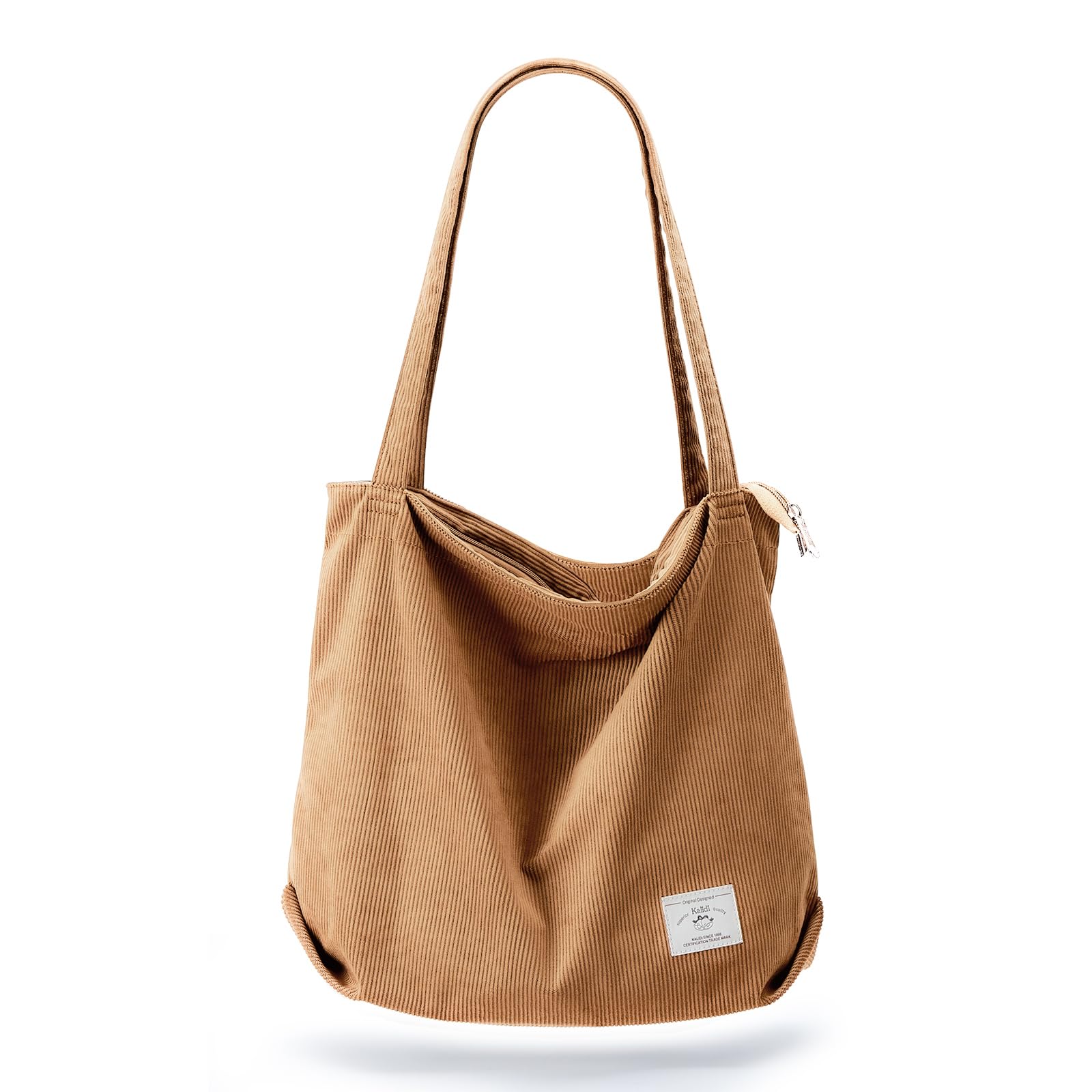 KALIDIThicken Corduroy Totes Bag Extra Large Capacity Handbags Shoulder Bags with Zipper Cord Tote Bag for Women Ladies Girls Casual Shopping Bag for Work School College Daily Use