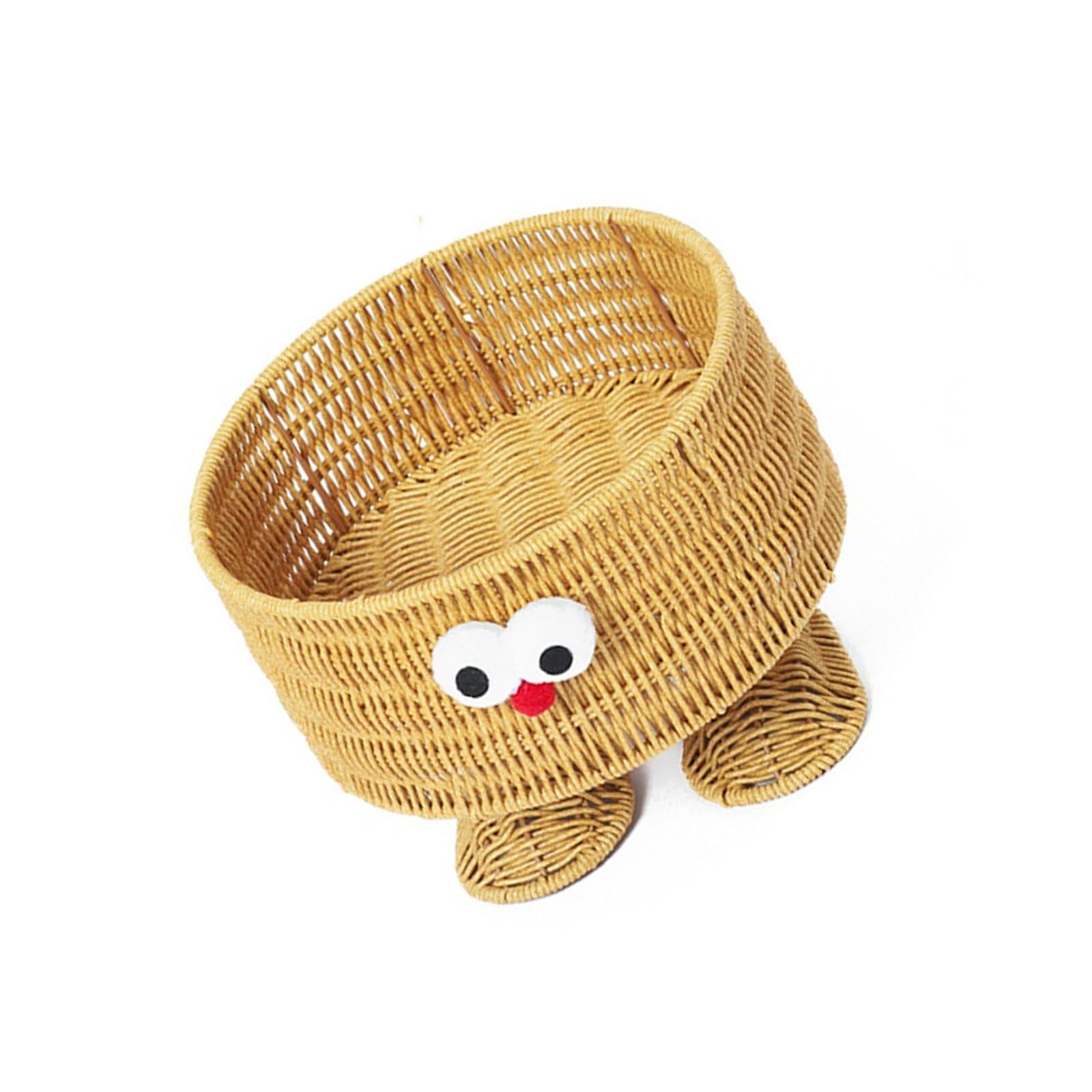 Tsophreniq Round Rattan Design PP Tray with Sturdy Construction Ideal for Home Decoration Interlaced Fruit Basket