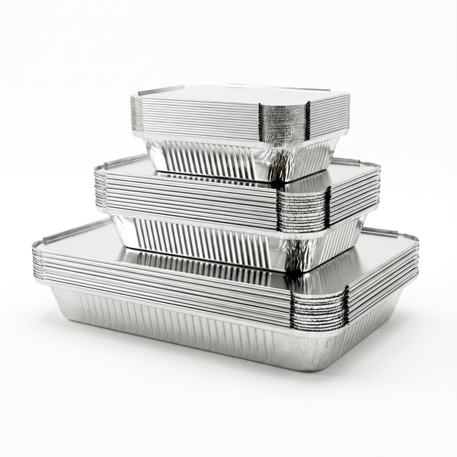 Barquette Aluminium avec Couvercle 36 Pièces 1900ml/650ml/410ml Plat Jetable Barbecue