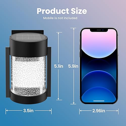 Miniatura 2 de Paquete de 4 luces solares para valla al aire libre, IP65 impermeable para puerta delantera, patio, porche, valla, cobertizo, granero, patio,