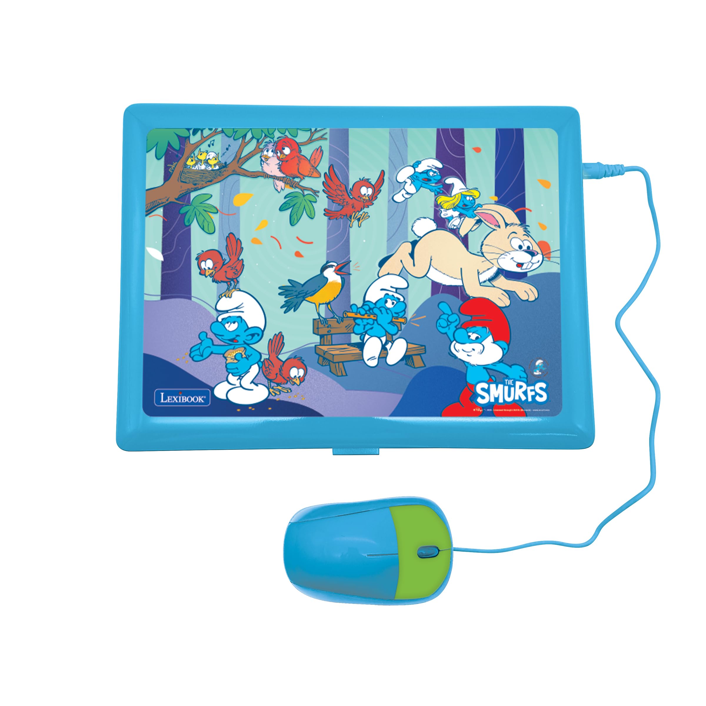 Lexibook, Smurfarna, franska/engelska tvåspråkig pedagogisk dator, barnleksak med 124 språkaktiviteter, skriva, matematik, Logik, Musik Och spel, blå, JC598SFi1