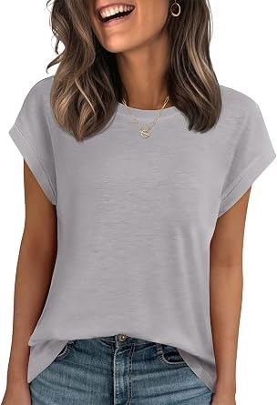 Stelle Women Modal Soft Crewneck Cap Short Sleeve T Shirts Summer Tops Trendy Basic Casual Clothes 2025