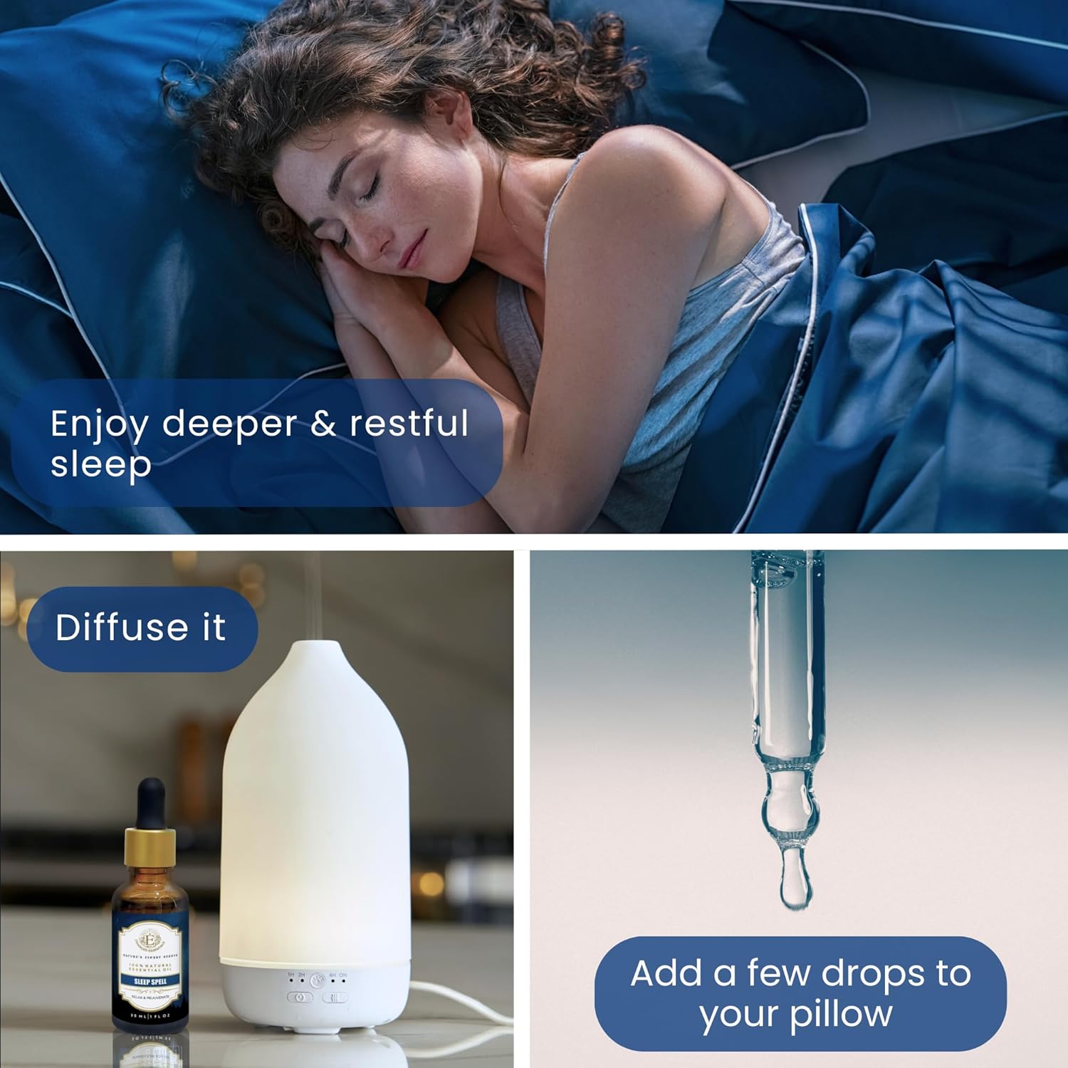 Sleep Spell Essential Oil Blend by Enhanced Essentials|Slow-Distilled French Lavender, Sandalwood, Rose|Promotes Deep Sleep & Calm|for Diffuser, Pillow & Bath|1 fl oz (30 ml) (Sleep Spell)