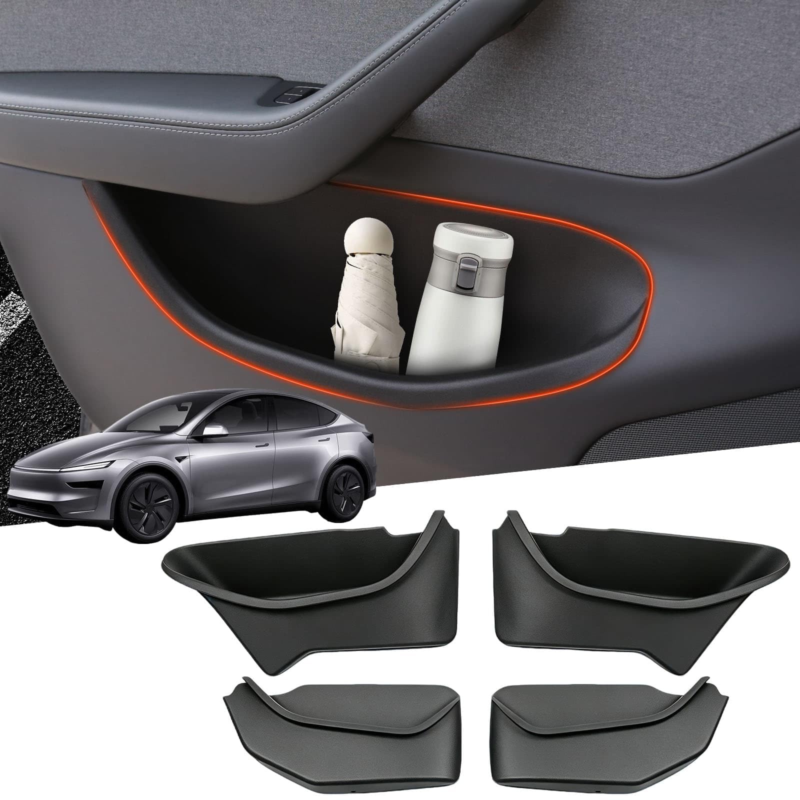 Organizer laterale per portiera auto, 4 pezzi, per Tesla Model Y Juniper