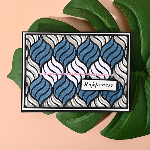 Miniatura 7 de Matrices de metal con marco rectangular ondulado, fondo de marco rectangular de onda hueca, plantillas de corte de boda para álbumes de recortes,