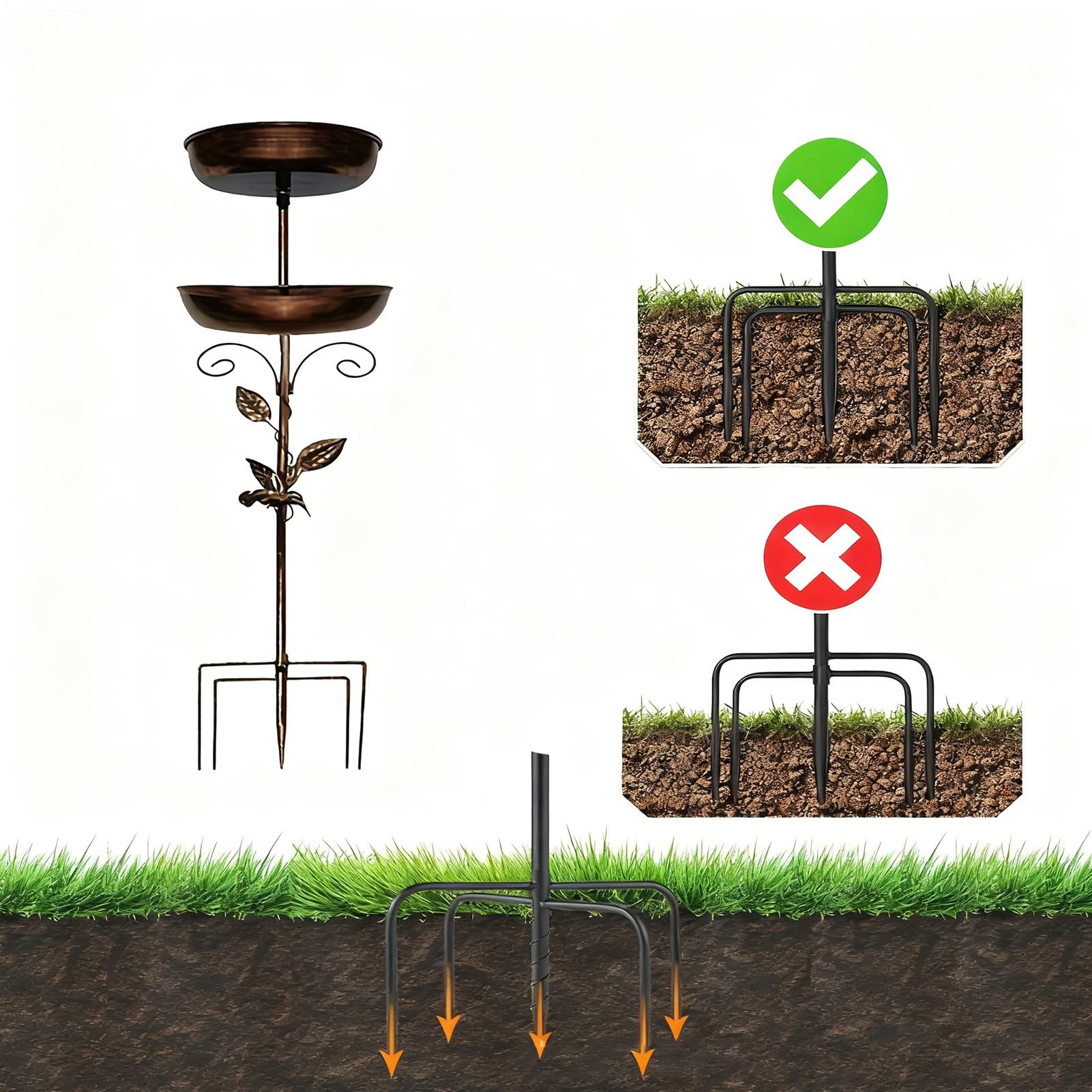 Pojnik dla Ptaków na Zewnątrz 'DwupoziomNieprzemakalna Kąpiel Dla Ptaków | Stojąca Wodna Miska Dla Ptaków Dla Wróbli I Rudzików Do Ogrodu Podwórka Balkonu