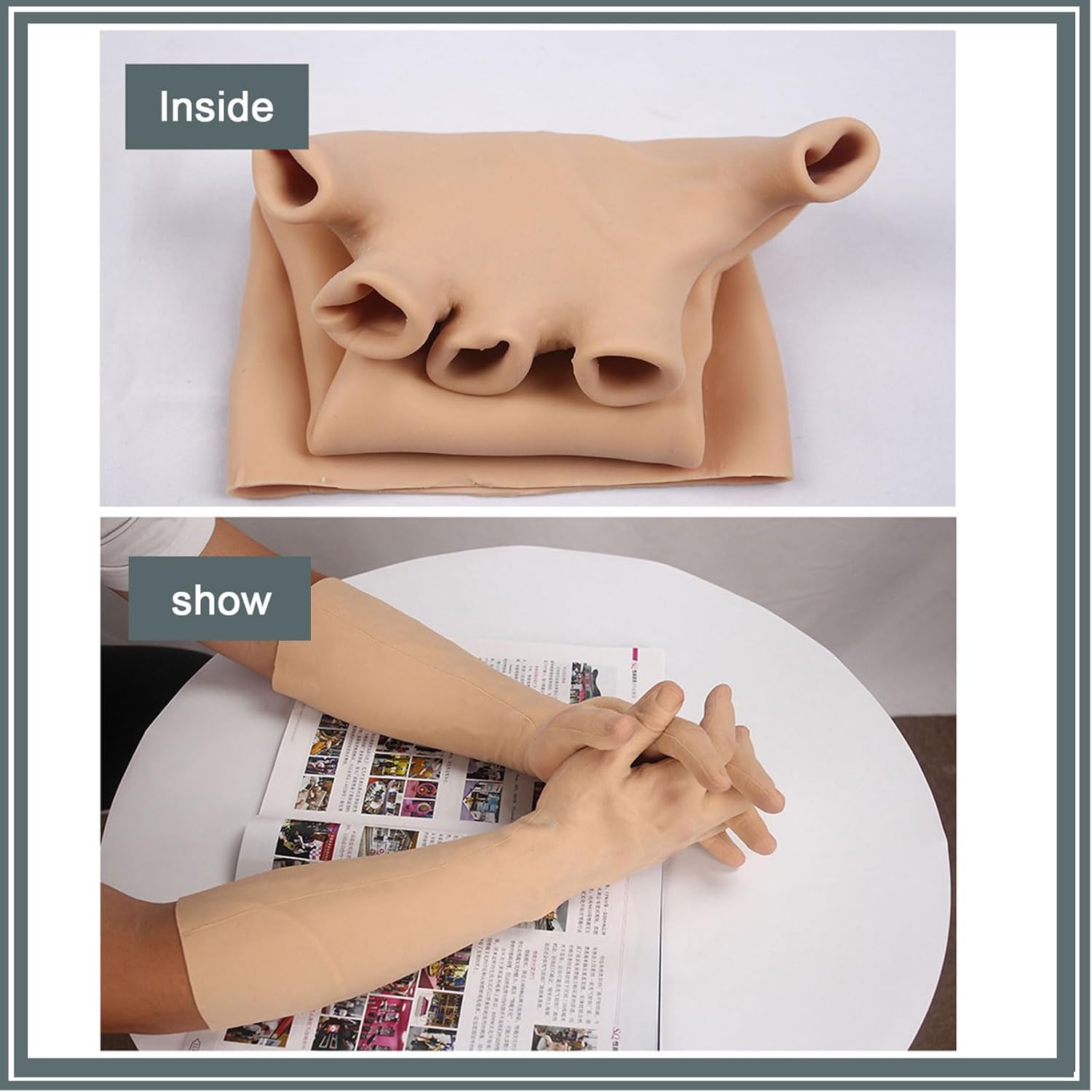 Realistic Male Silicone Gloves Simulated Elderly Gloves Artificial Arm Cover Scars Prosthesis for Cosplay Crossdress