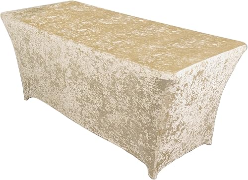 Efavormart - Mantel rectangular de terciopelo triturado beige de 6 pies Efavormart - Mantel rectangular de terciopelo triturado beige de 6 pies