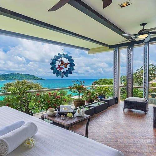 Miniatura 6 de Girador de viento de mariposa de acero inoxidable, metal cinético 3D, decoración de jardín para interiores y exteriores, manualidades, adornos,