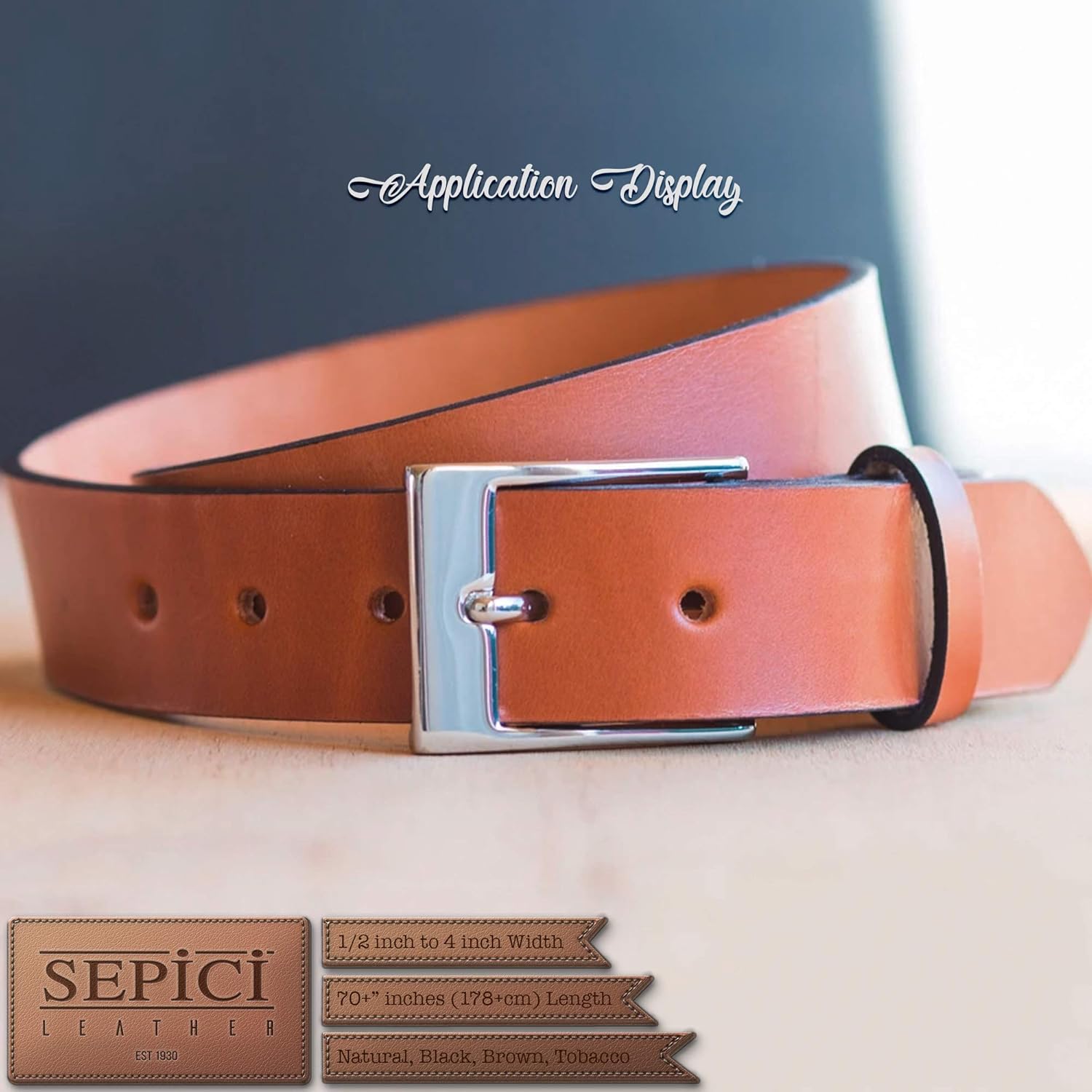 8-9oz Belt Blanks, 2" (5.1 cm) x 70" (178 cm) Long, Tan Color, Heavy Weight Straps.