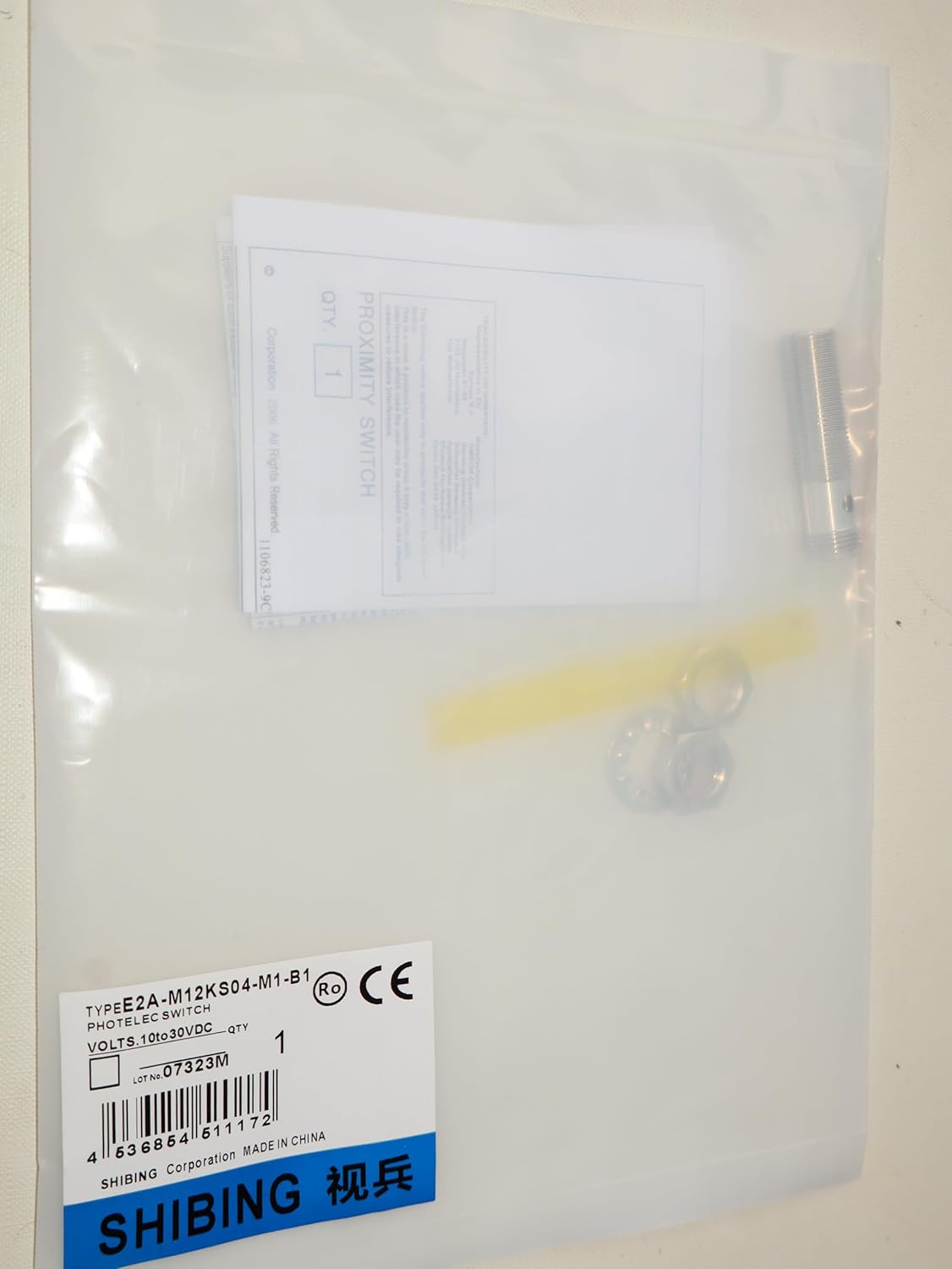 E2A-M12KS04-M1-B1 Inductive Proximity Sensor Switch, 12-24VDC DC 3-Wire PNP-NO, M12 Threaded Cylindrical Shielded 4mm, 4-Pin M12 Connector, 200mA Load, for Industrial Automation, Replacement