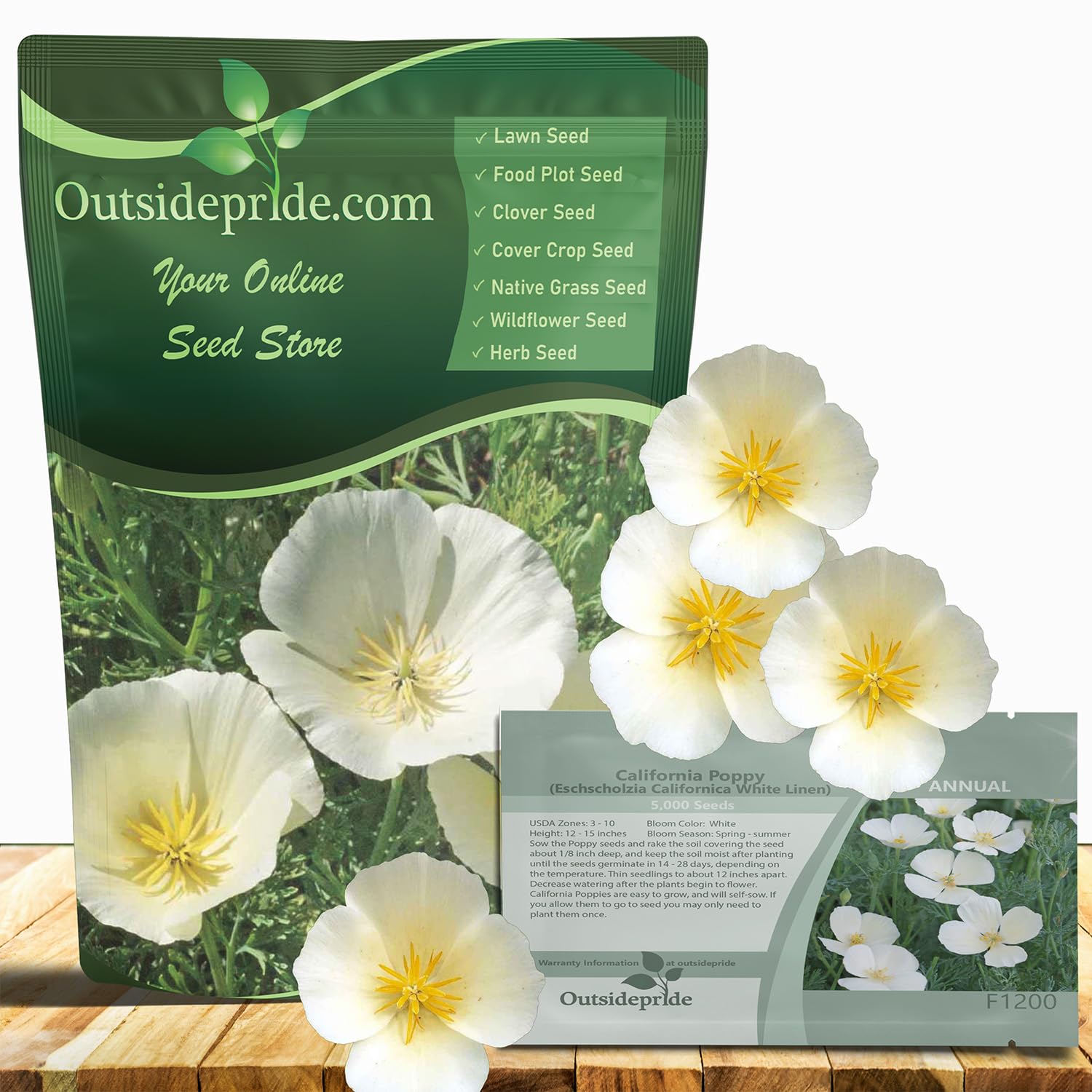 Outsidepride White Linen California Poppy Seeds