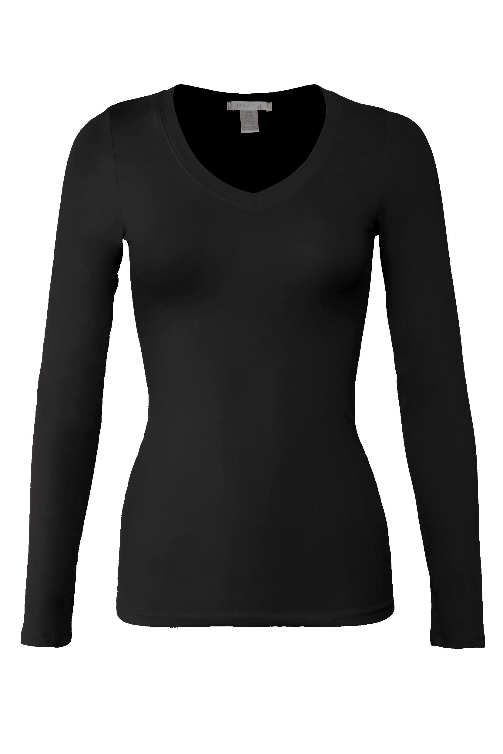 Bozzolo Women's Basic V-Neck Warm Soft Stretchy Long Sleeves T Shirt
