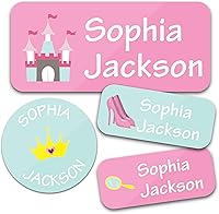 Vista 37 de 130 Etiquetas de nombre personalizadas para guardería, impermeables, adhesivas, personalizadas, para ropa, botellas de agua, loncheras y suministros