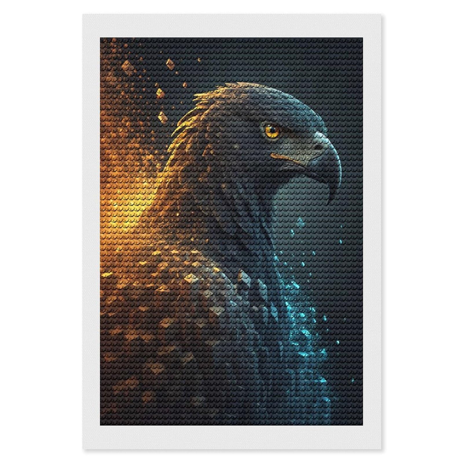 Junmoney Digital Eagle with Exploding Cubes Diamond Painting Canvas Kit 8"x12", Leisure Activity, Aesthetic Room Decor, with Tool Kit, DIY, Gift
