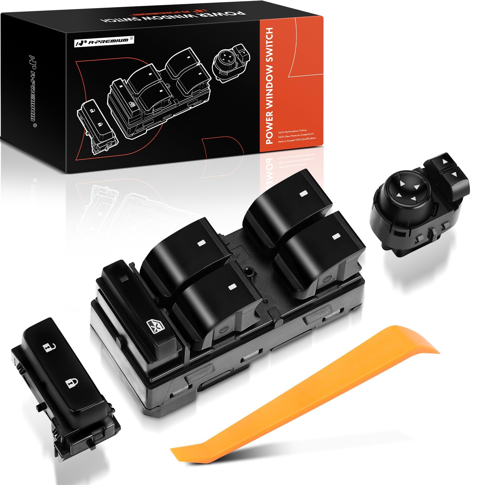 A-Premium Power Window Control Switch Button & Front Driver Side Door Lock Switch & Mirror Switch - Compatible with Chevy Silverado GMC Sierra 1500 2500HD 3500HD - 07-14 - # 25789692 25778970 15804093