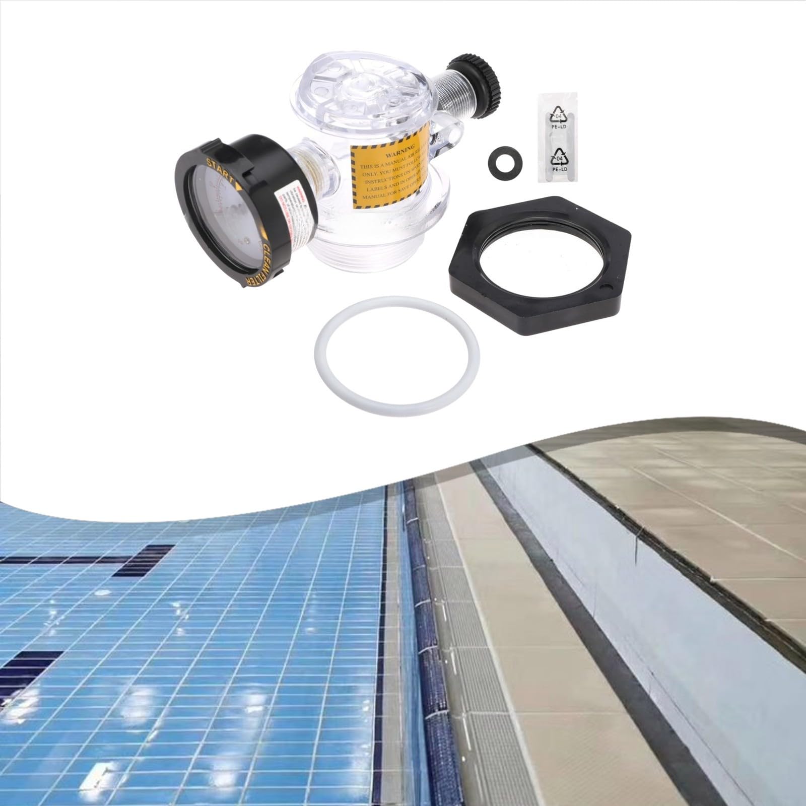 Valvola di sfogo dell'aria manuale per sistemi di filtraggio a sabbia per piscine e spa - Montaggio di sfiato di sicurezza a sgonfiaggio rapido nero PE-LD
