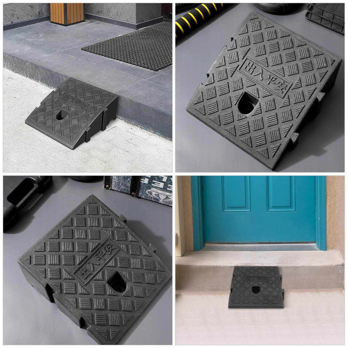 2 Piezas Rampa de Entrada de Plástico Negro para Sillas de Ruedas