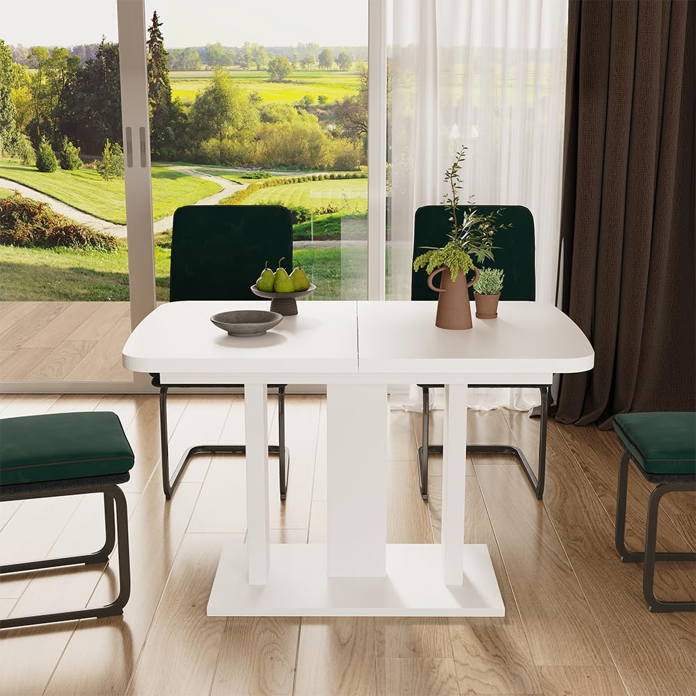Vicco Esstisch Fenaro, Weiß, 120-160 x 80 cm | 2 Teile, ausziehbar mit Einlegeplatte zur flexiblen Tischverlängerung