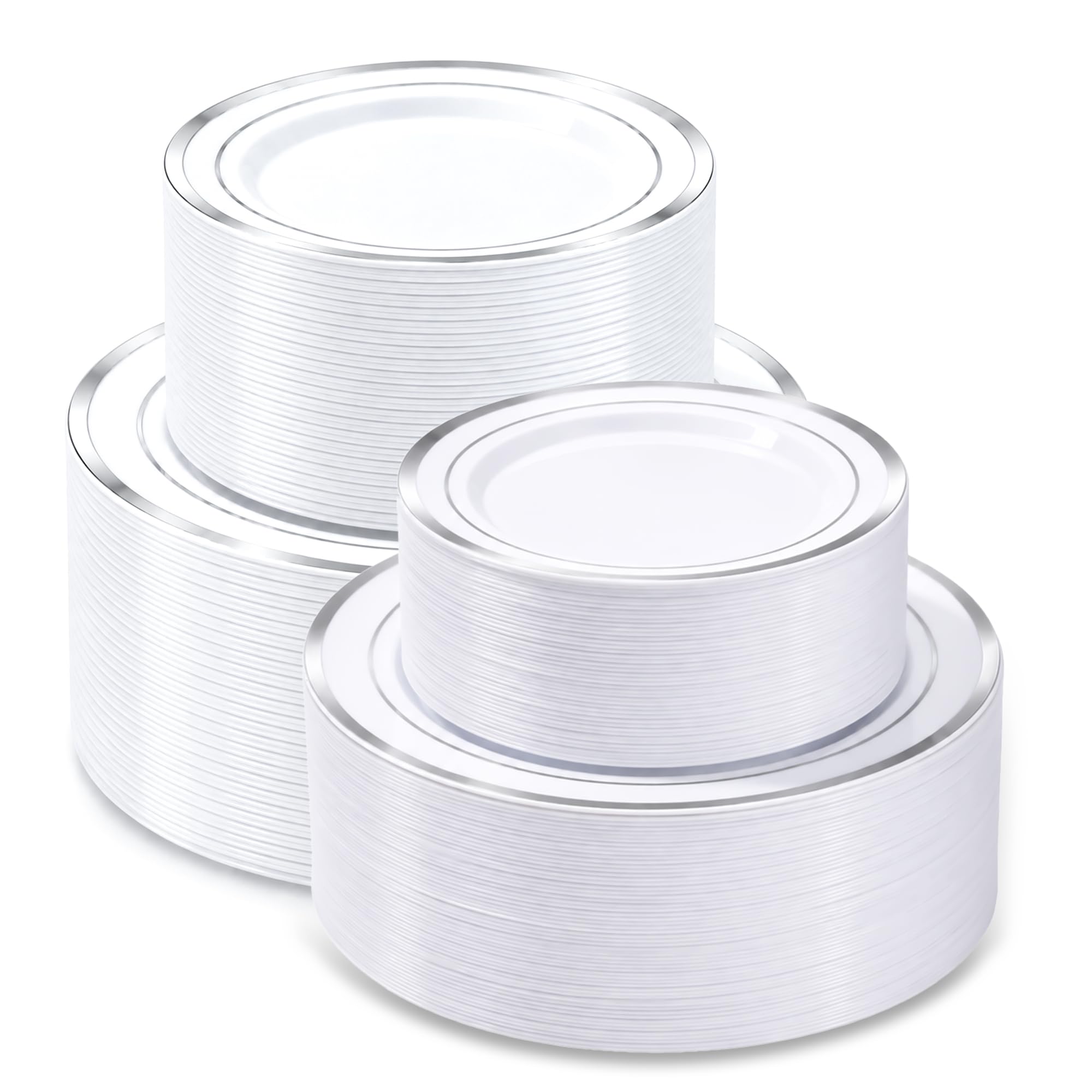 200 Silver Disposable Plates - Party & Event Plates -16 200 Silver Disposable Plates - Party & Event Plates -16