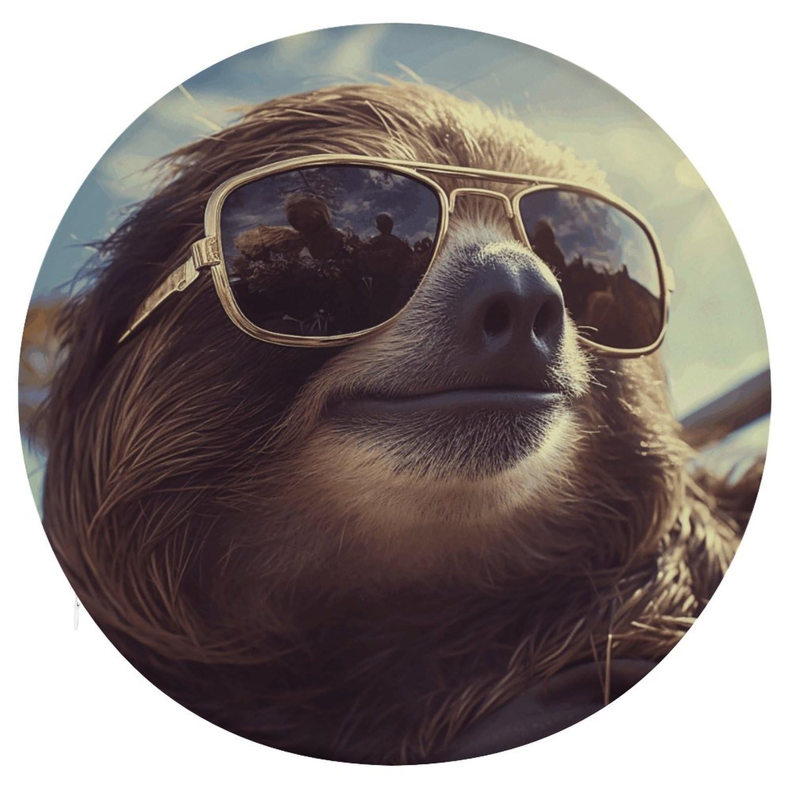 Adfgyerh Style Sloth With Sunglasses Cushion Memory Foam Pillow Core，Seat Cushion Detachable Design，Chair Cushions Suitable For All Seasons, And Can Be Used In Offices, Dining Rooms, Homes, And Other Settings.