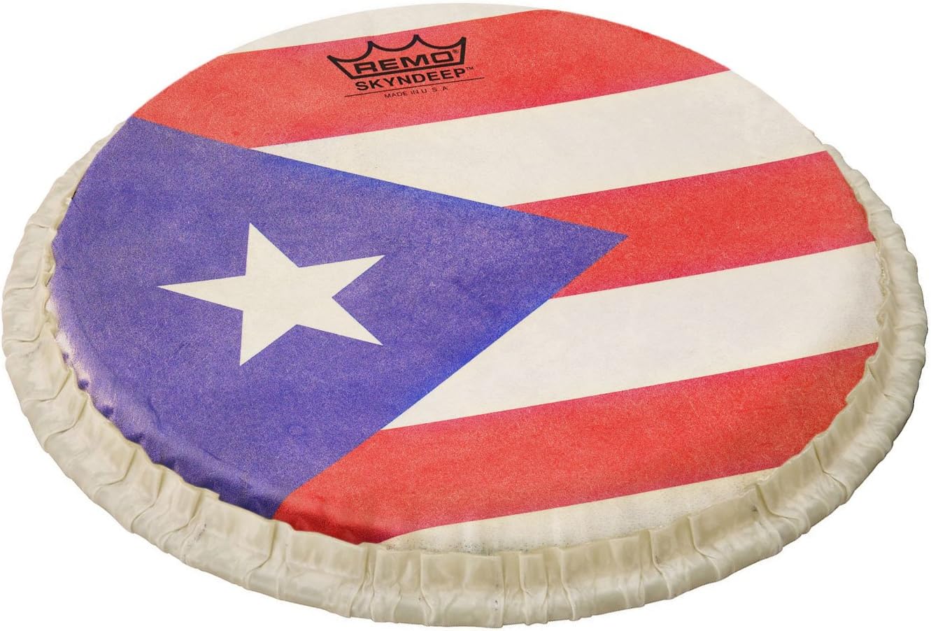 Remo SKYNDEEP Conga Drumhead Tucked Puerto Rican Flag 11.75 Inch