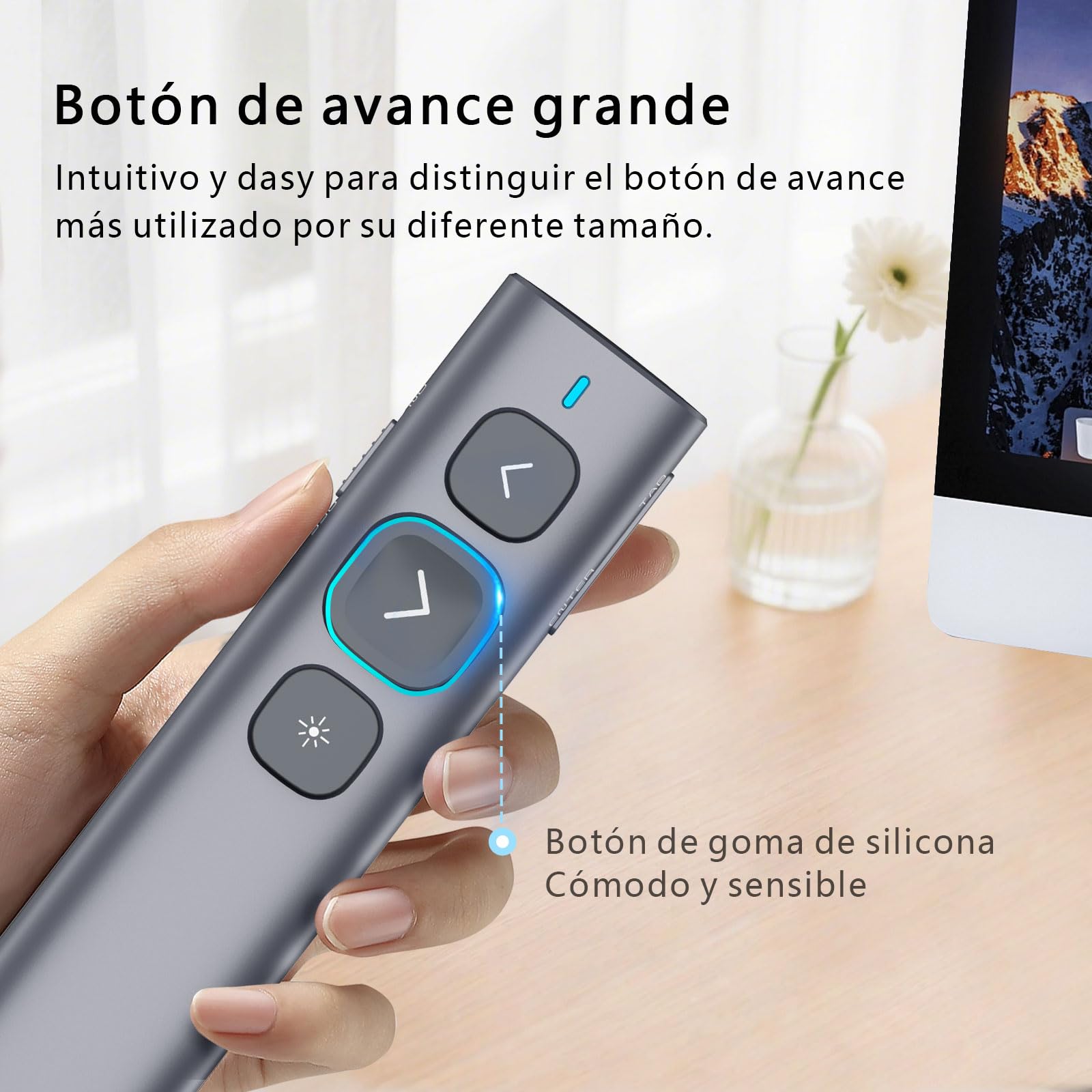 Norwii N95 Presentation Clicker, PowerPoint Clicker para presentaciones a distancia, puntero inalámbrico recargable para presentaciones, puntero para diapositivas (Verde, USB-A)