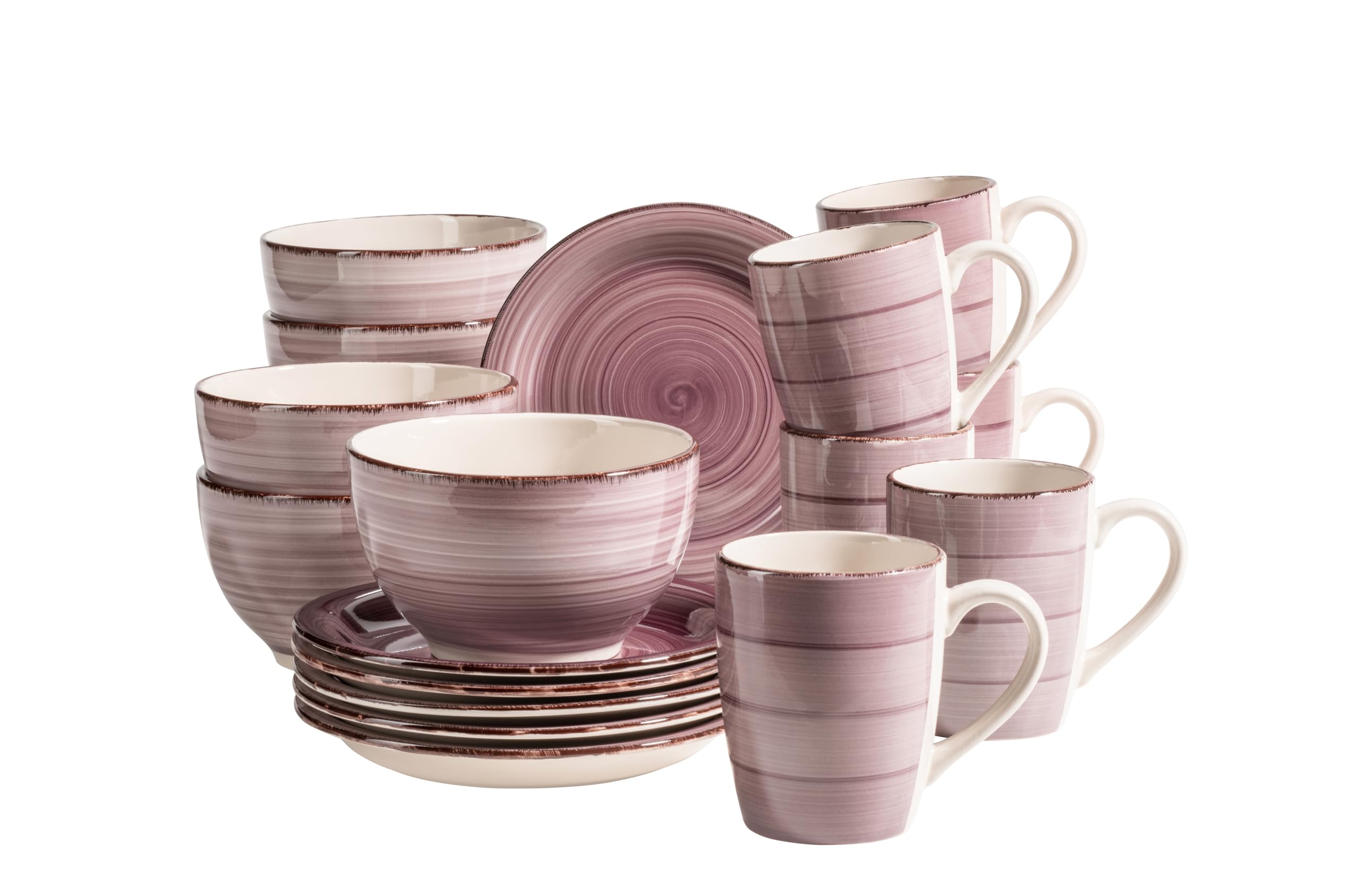 MÄSER Bel Tempo II 931950 - Servizio da colazione per 6 persone, in ceramica dipinta a mano, 18 pezzi, colore: Viola