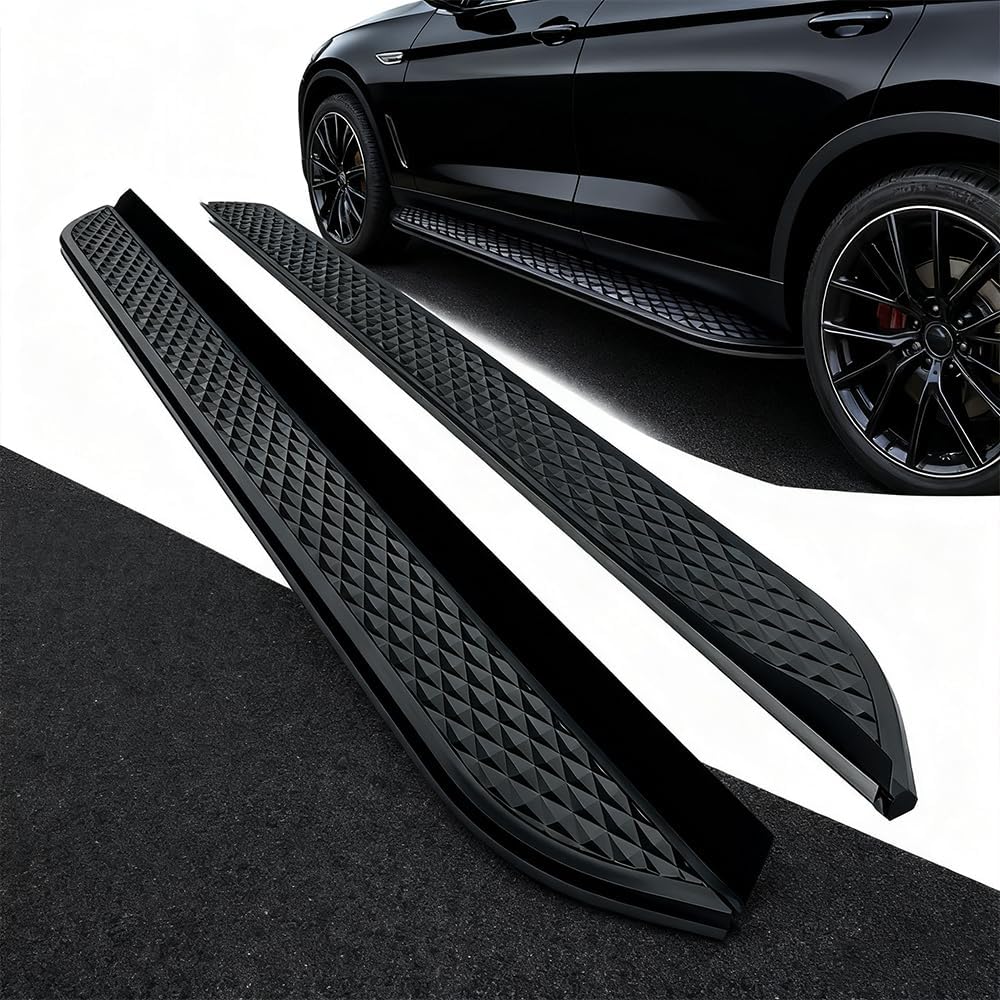 Side Steps Running Boards with Fish Scale Anti-Slip Pattern, Fit for Volvo XC40 2018-2025 Pedal, ABS Plastic Surface & Aluminum Alloy Base, Black Nerf Bar