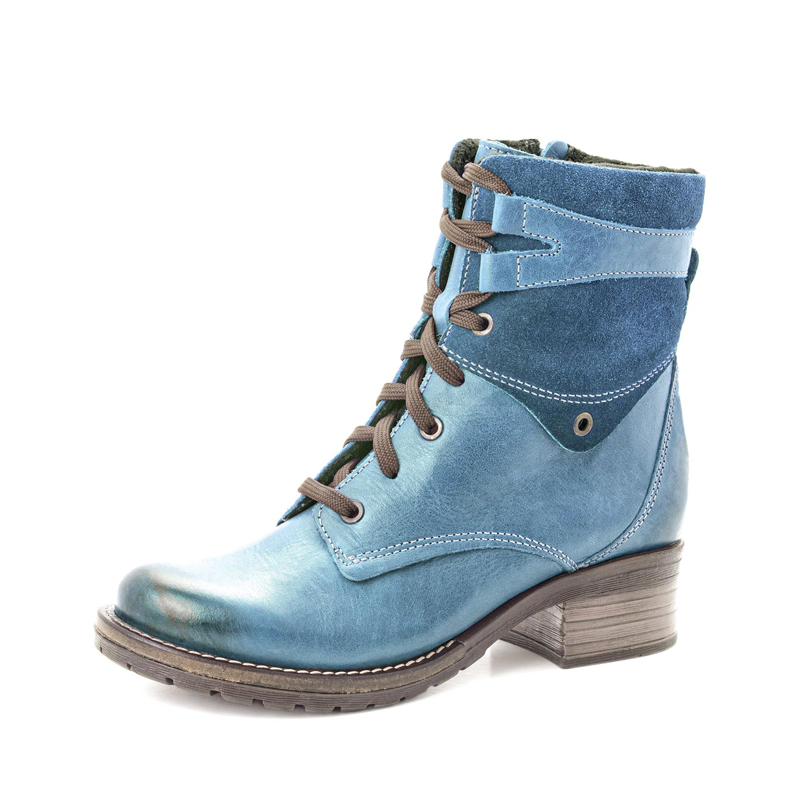 Dromedaris Women's Kara Combat Lace-up Comfort Boot with Inside Zip