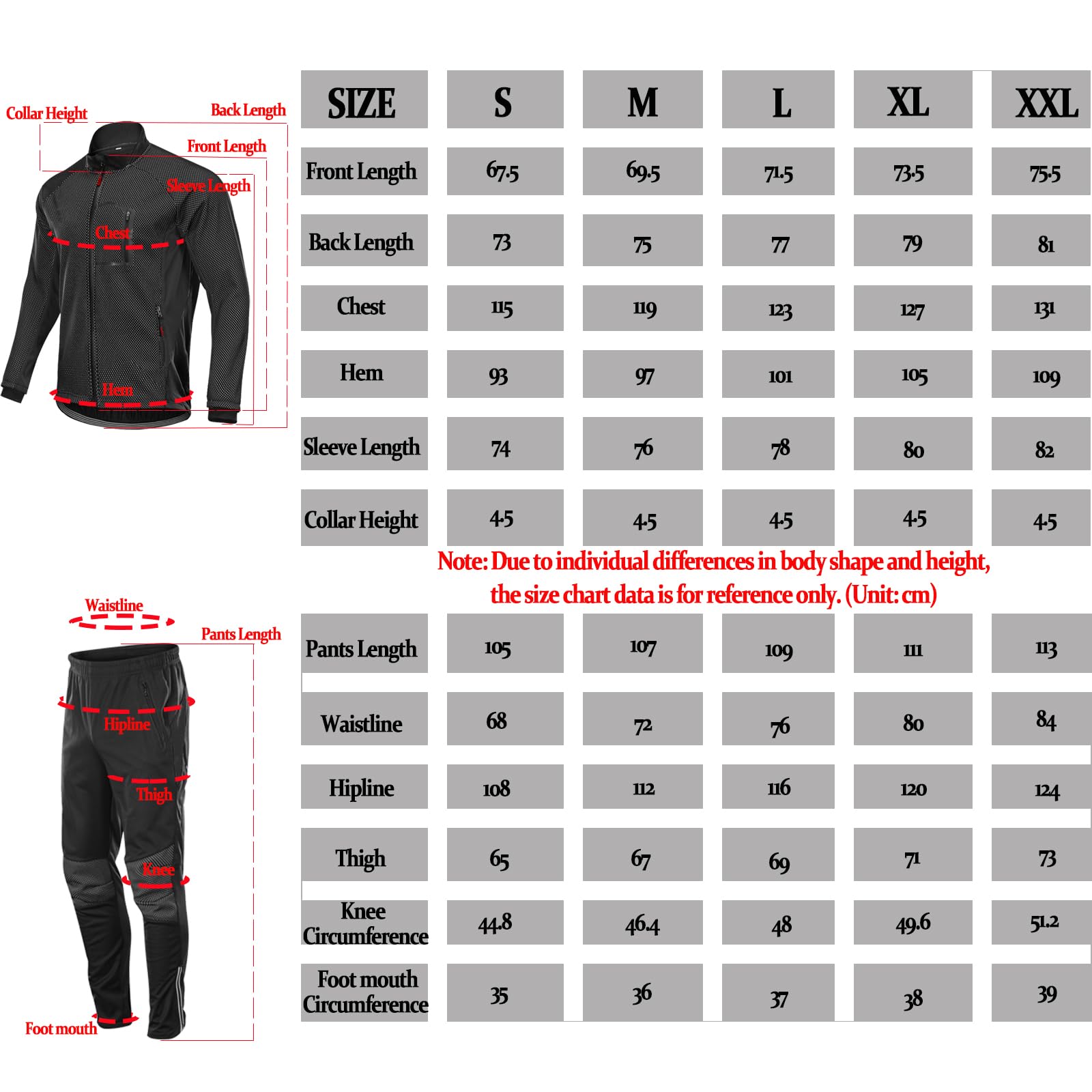 Herren Radjacke Set Winter Thermal Wasserdicht Winddicht Fahrradjacke Set Thermo Fleece Lange Radhose + Fahrradhose