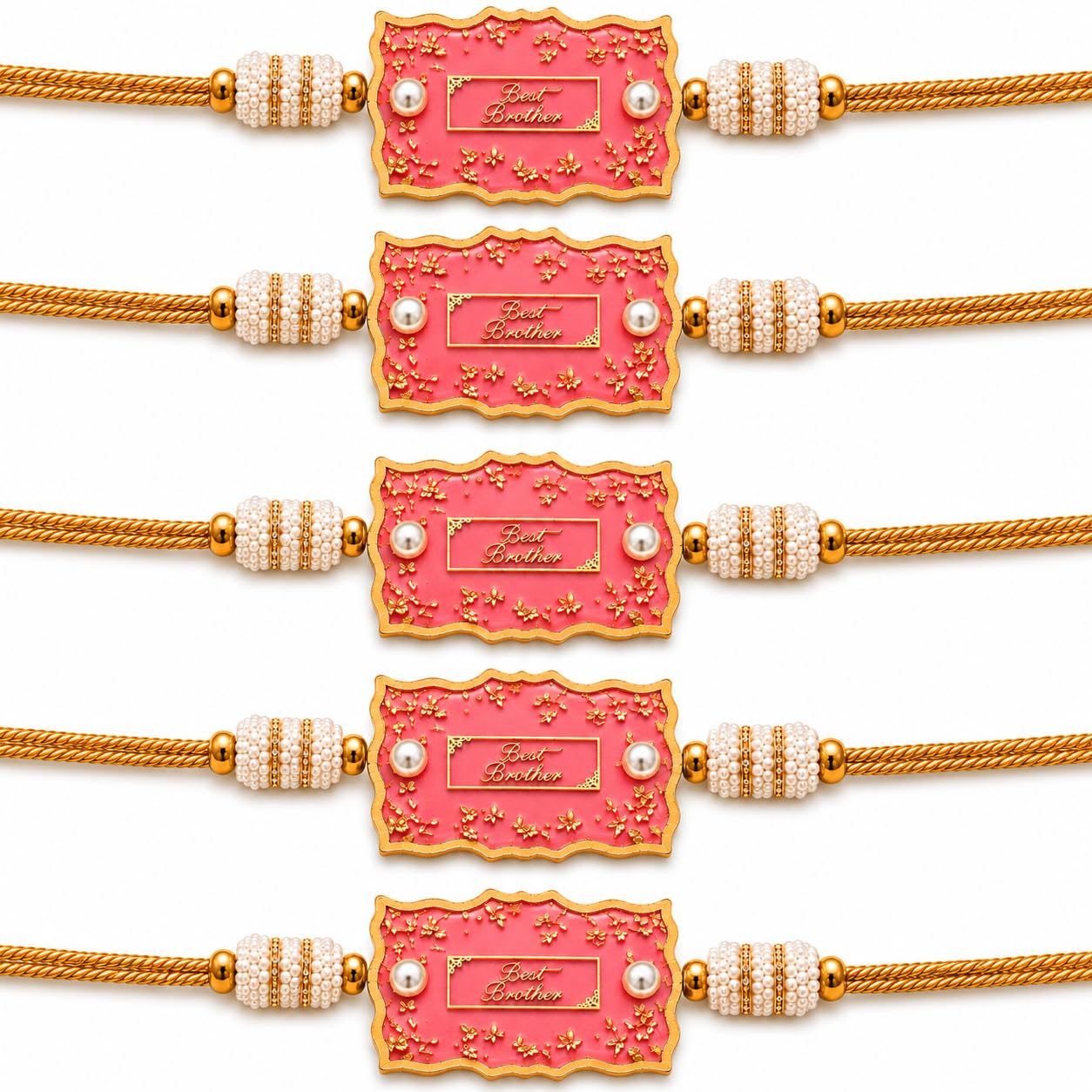 Premium Pink Rakhi for Brother with Personalized Fridge Magnet Resin Art Style Sublimation Print Designer Rakhi Pearl Beads Rakhi Custom Raksha Bandhan Gift for Bhai-image-26