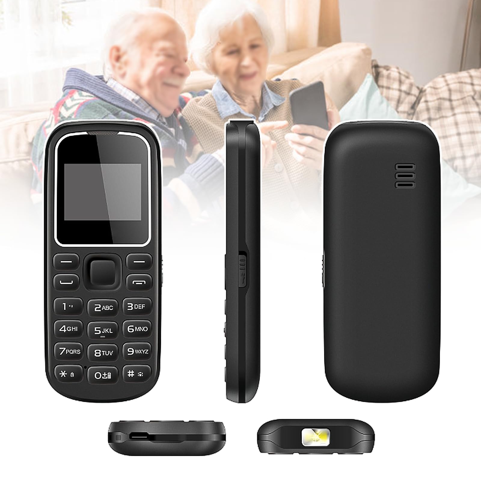 Basic Mobile Phones for The Elderly and Kids, Unlocked Dumb Phones, Cell Phones Without Internet - with Big Buttons, MP3, MP4, Camera, Flashlight, SOS,Black