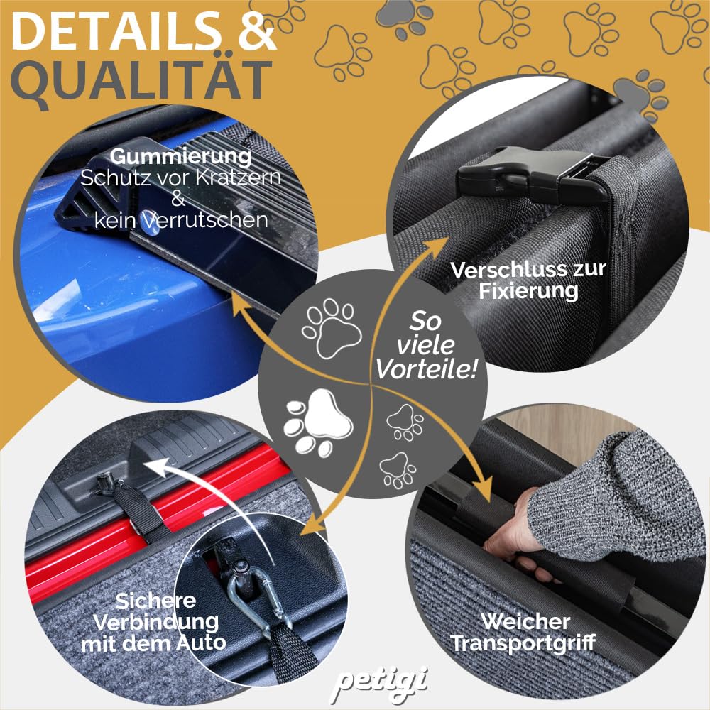 Rampa per cani per auto, alluminio, rampa per cani, SUV, antiscivolo, portata 70 kg, 90 kg o 150 kg petigi, modello: modello 03-180 cm