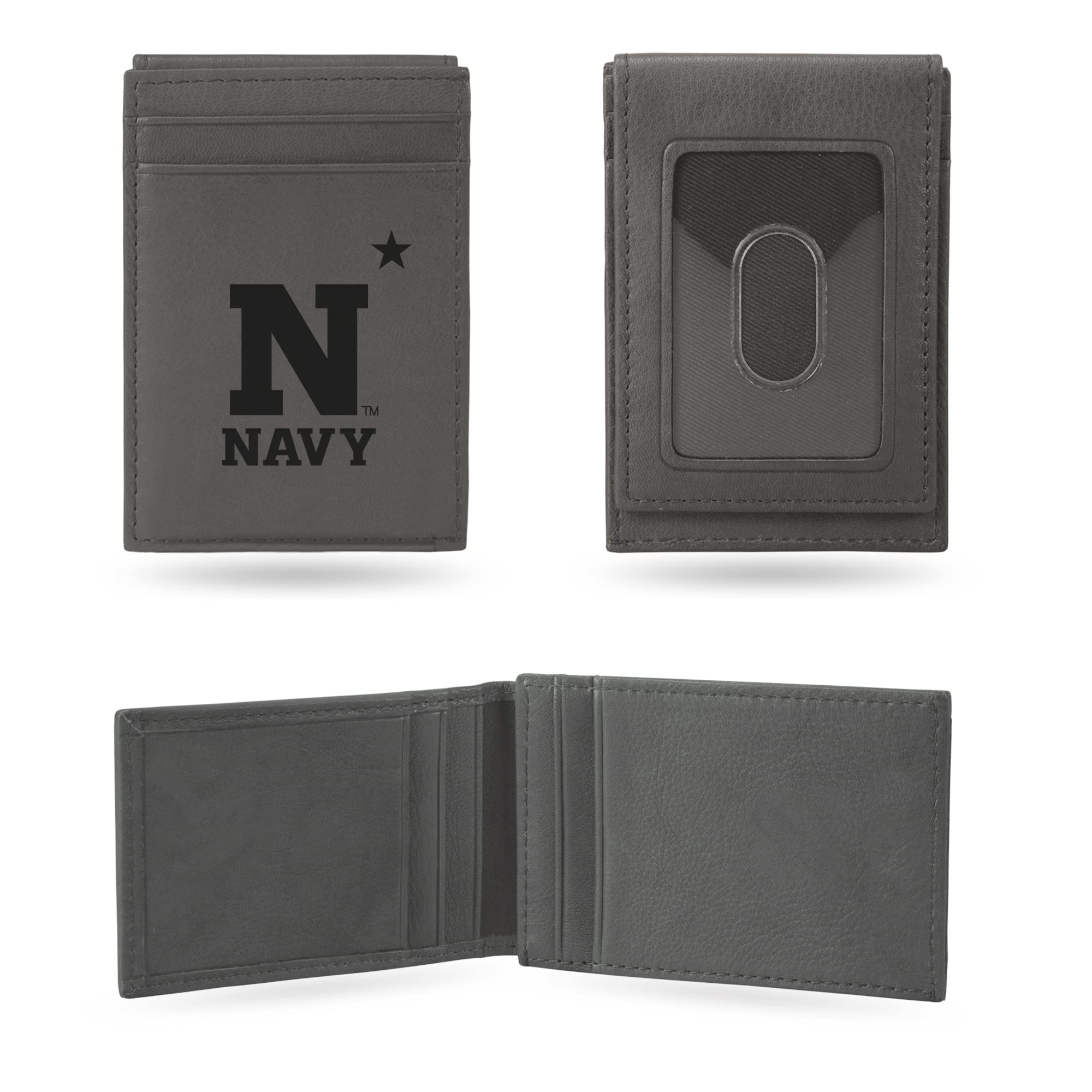 Rico Industries NCAA Gray Laser Engraved Front Pocket Wallet - Compact/Comfortable/Slim