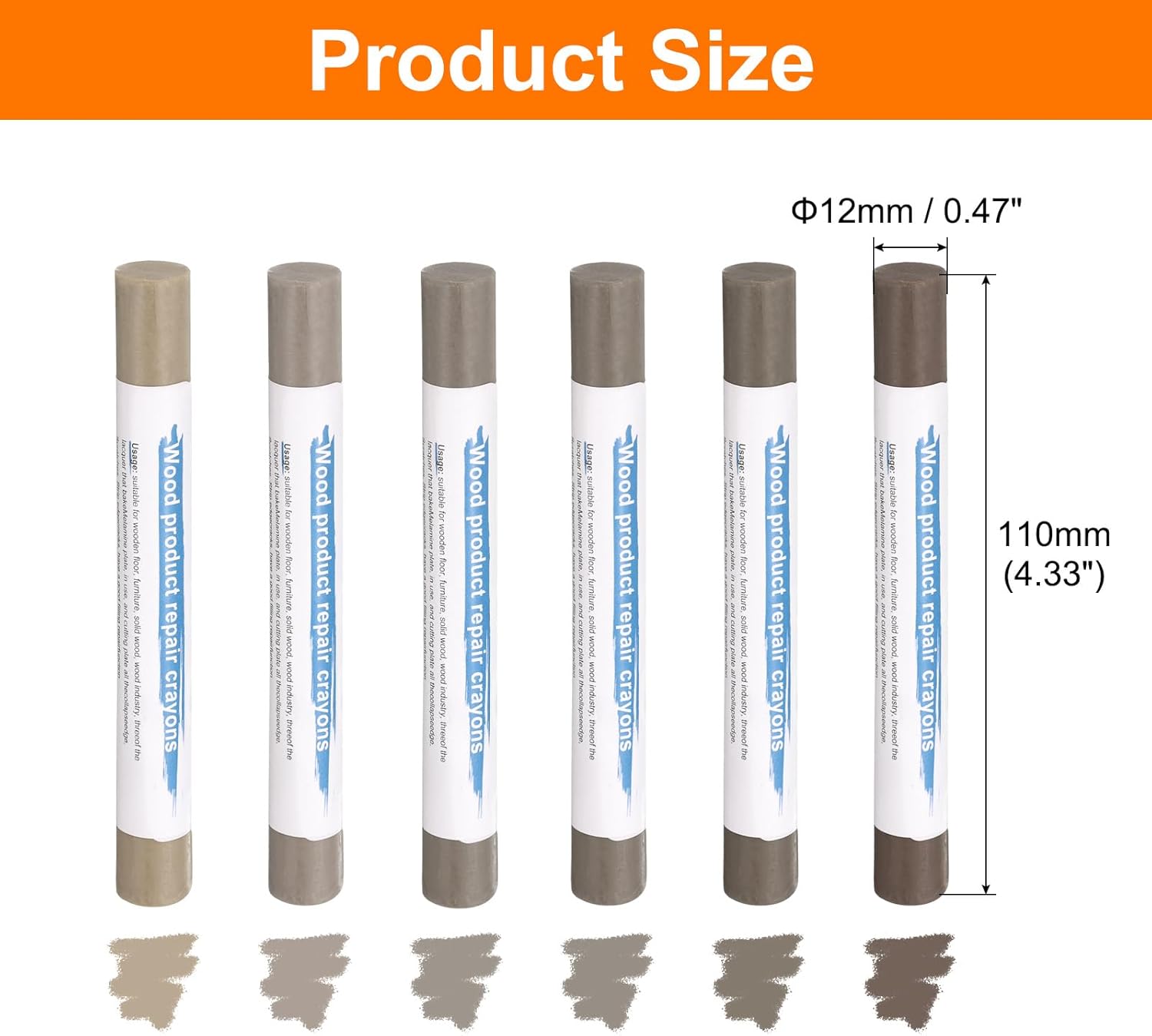 Generic Wood Filler Sticks 6 Colors Wooden Wax Touch Up Furniture Repair Crayons for Medium Gray, Tech Gray, Medium Brown 1-4