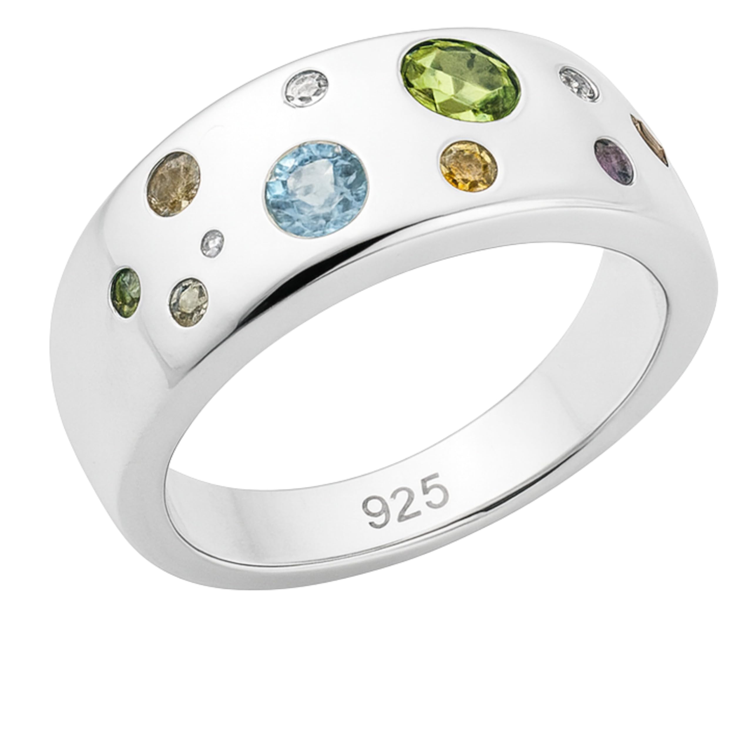 Peridot blautopas Amethyst Cocktail Sterling Silber ring Natürlicher Edelstein Geburtstagsgeschenk Handgefertigte Geschenkideen für Frauen (Größe: US Size 8 / Diameter 18.2)