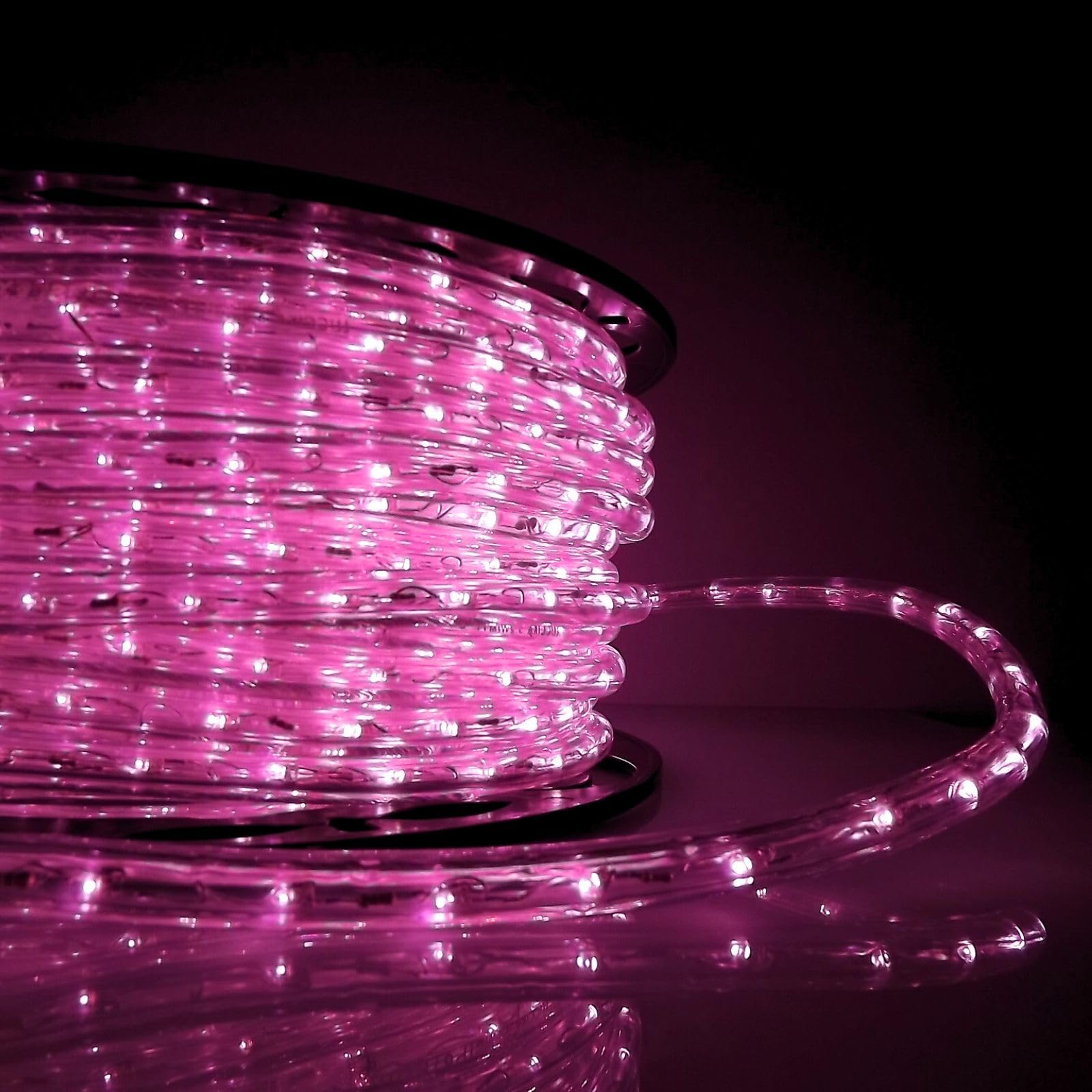 Tubo luminoso LED profesional de 50 metros cortable listo para usar con accesorios IP67 para uso interior y exterior (rosa)