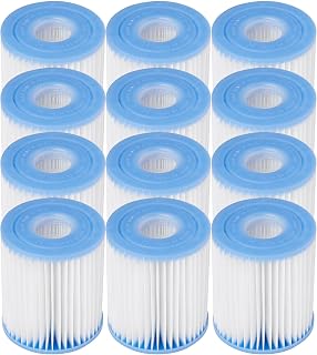 Intex Swimming Pool Easy Set Filter Cartridge Replacement Type H for Filter Pumps 28601 & 28602 (12 Pack)