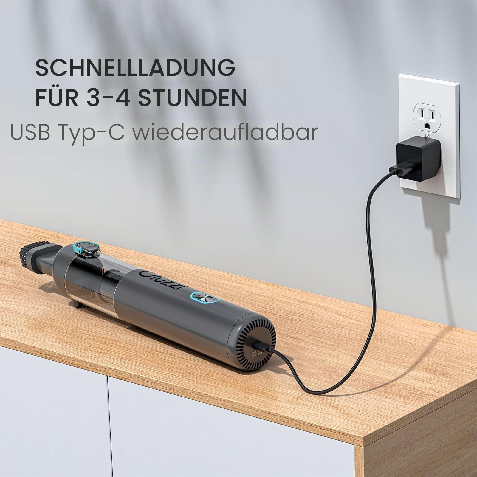 Ofuzzi H8 Apex Akku Handstaubsauger, 12kPa/30AW Starke Saugkraft, 1.2 lbs leicht, 120 ml Staubbehälter und duales Filtersystem Handsauger Kabellos für Auto, Haus