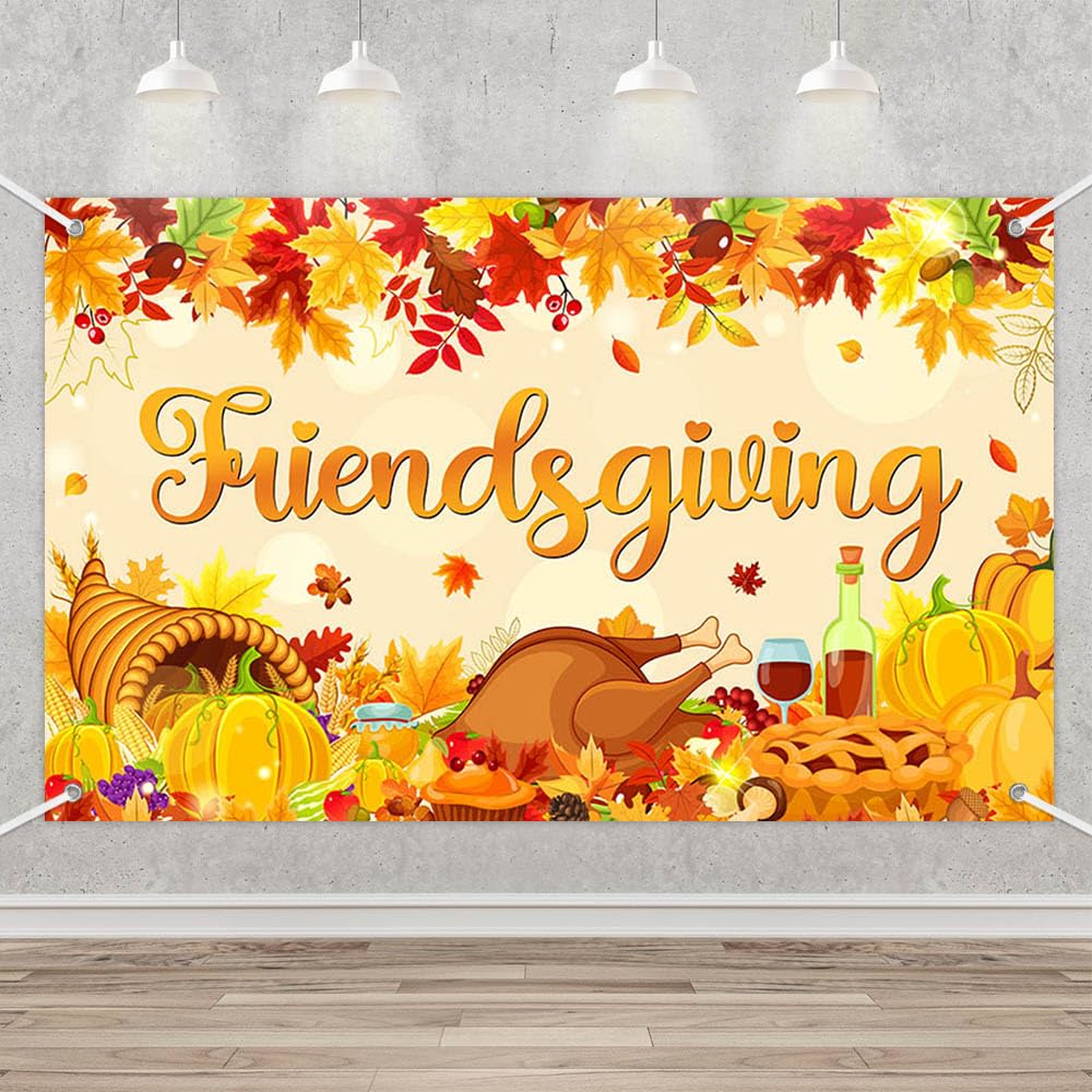 WOLADA Friendsgiving Fotohintergrund - Vinyl, 180x120 Cm, Für Thanksgiving-Partys & Fotografie